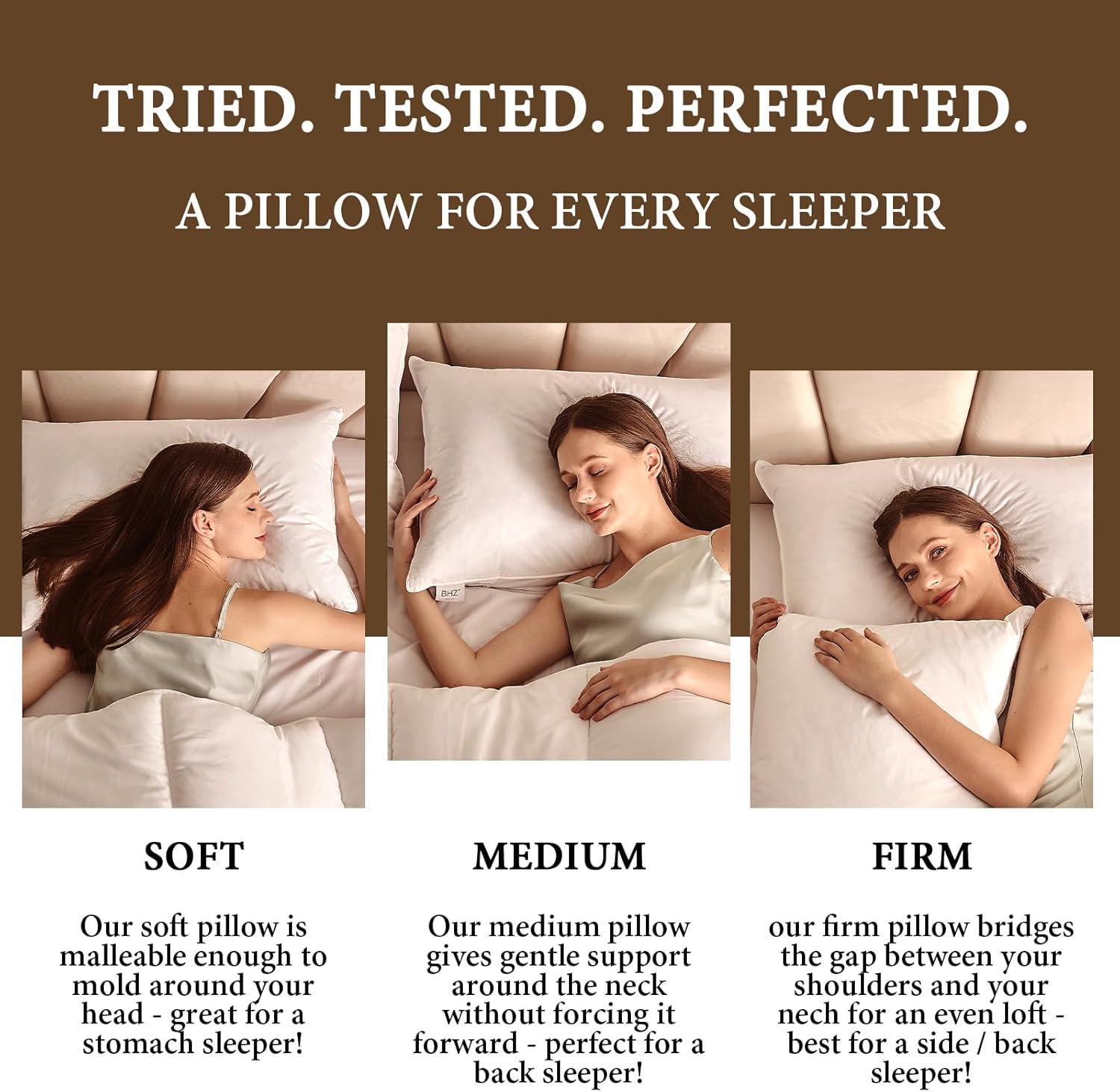 Goose Down and 400 Thread Count Premium Bed Pillow, Queen, White Queen (Pack of 2)