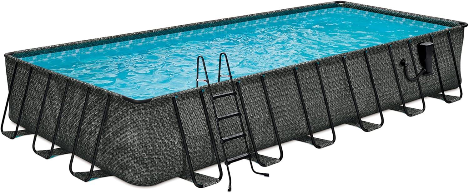 Funsicle 24-Foot Gray Rectangular Above Ground Pool with Filter and Ladder