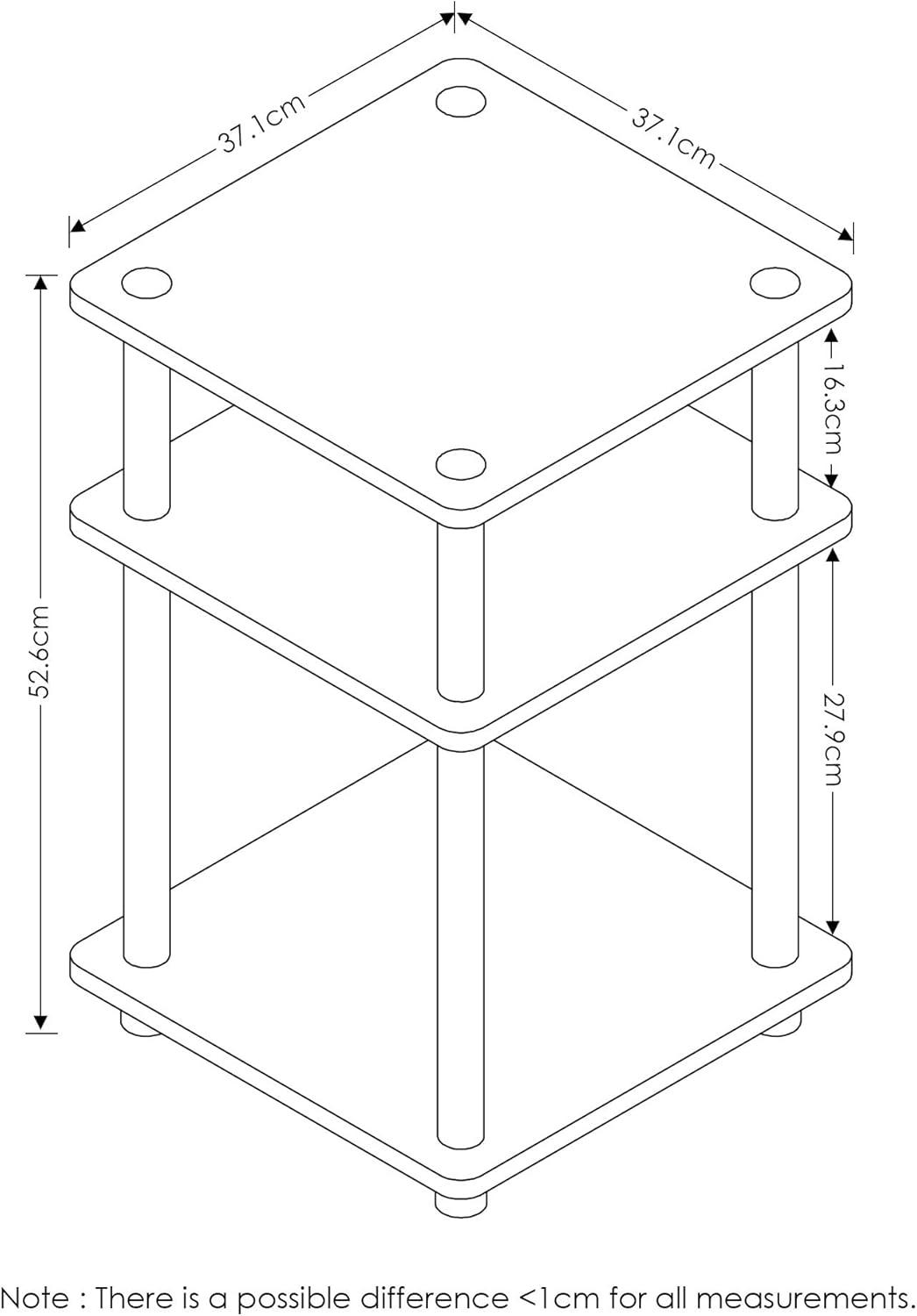 Furinno 3-Tier Easy Assembly Multipurpose Shelf Dispaly Open Shelves Sofa Side End Table Nightstand for Living Room&Bedroom