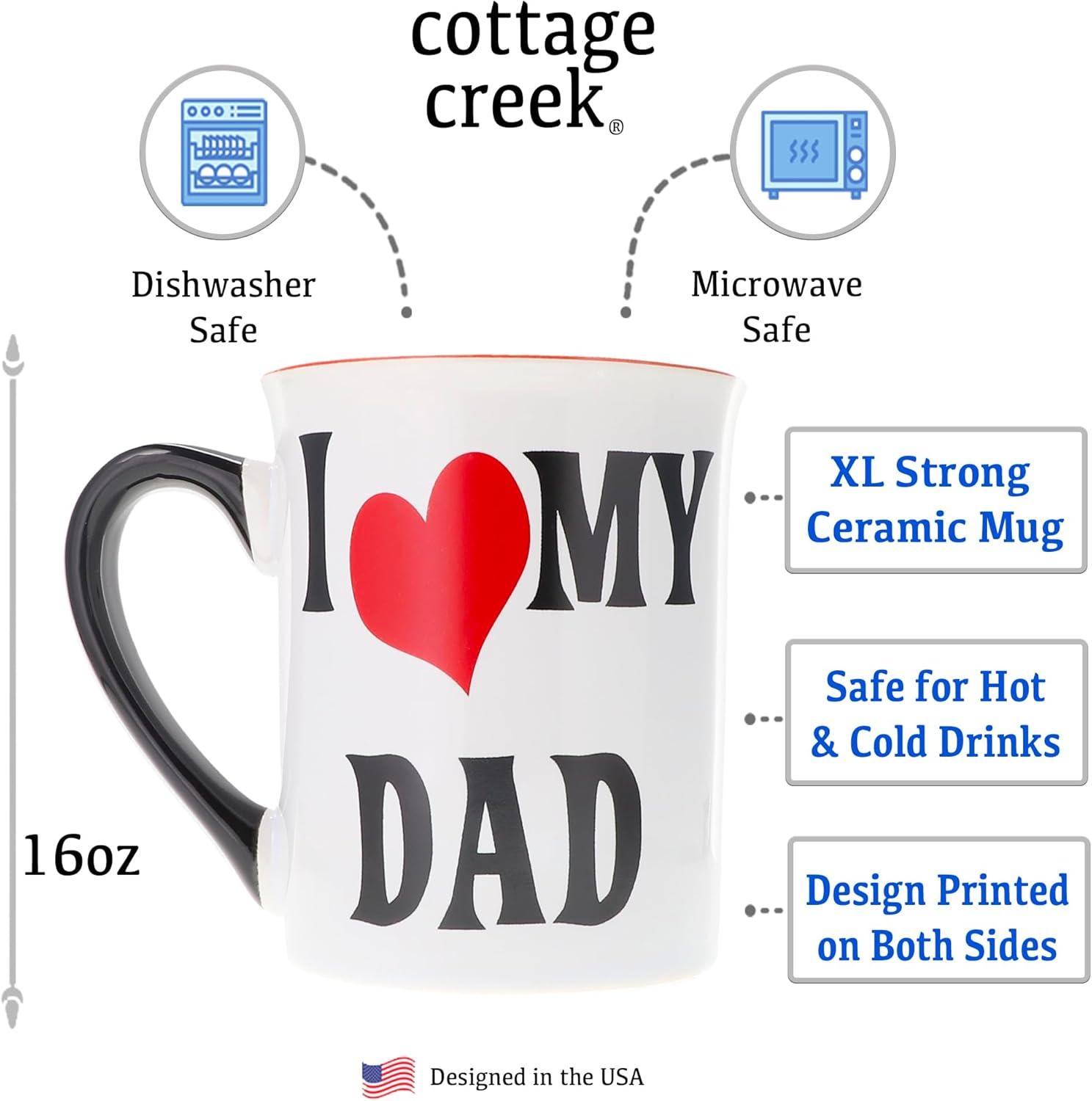 Cottage Creek I Love My Dad 16 oz Ceramic Coffee Mug, Multicolor