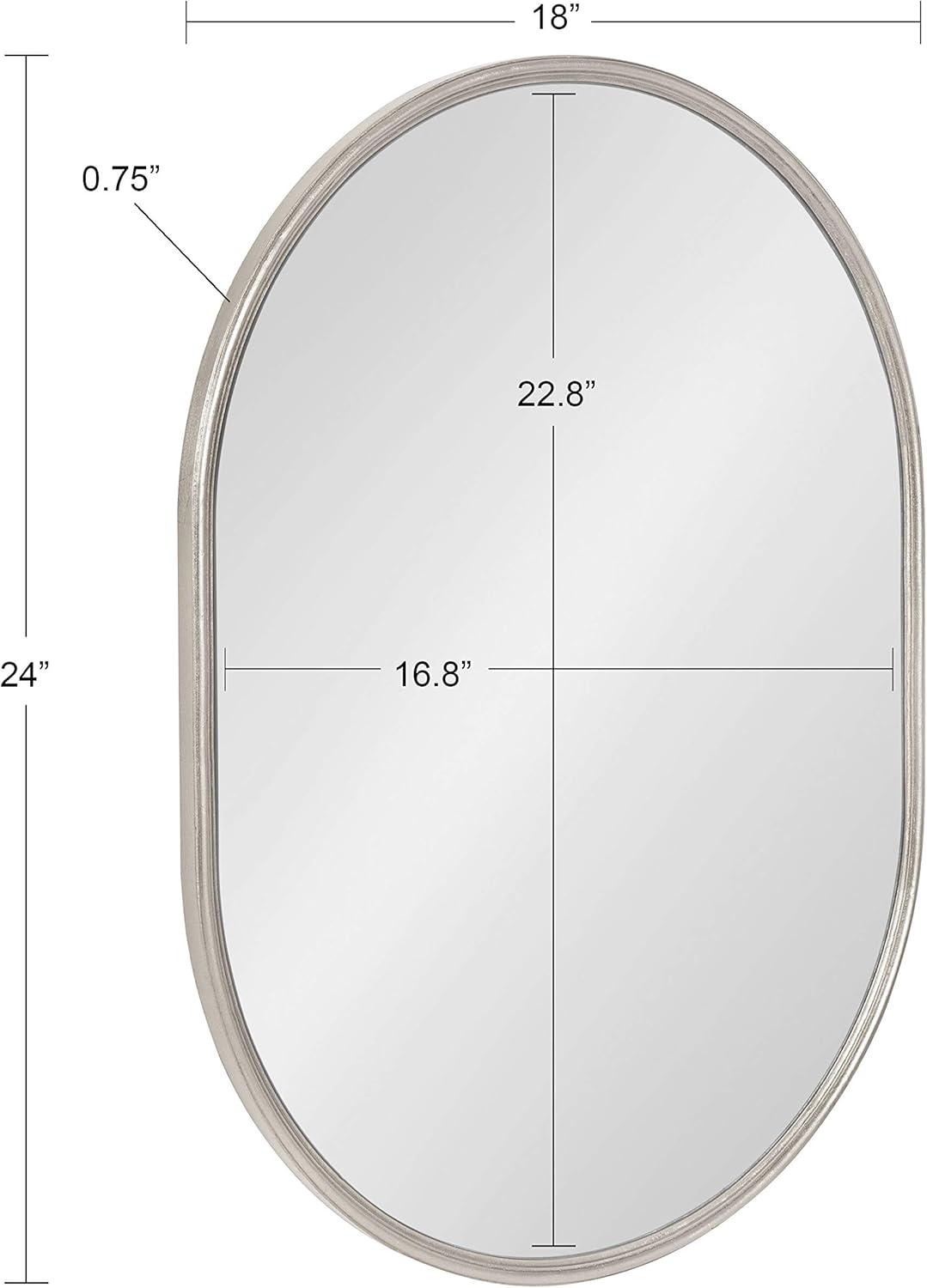 Kate and Laurel Caskill Mid-Century Framed Capsule Wall Mirror, 18 x 24, Silver, Modern Decorative Mirror for Wall