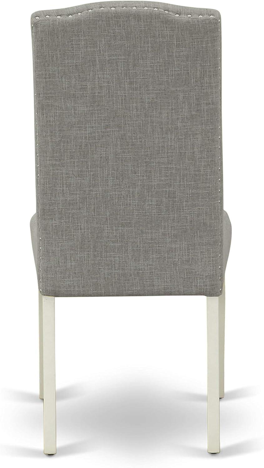 TQJKLFDY ENP2T06 Encinal Parson Dining Chairs - Nailhead Trim Dark Shitake Linen Fabric Padded Chairs Linen