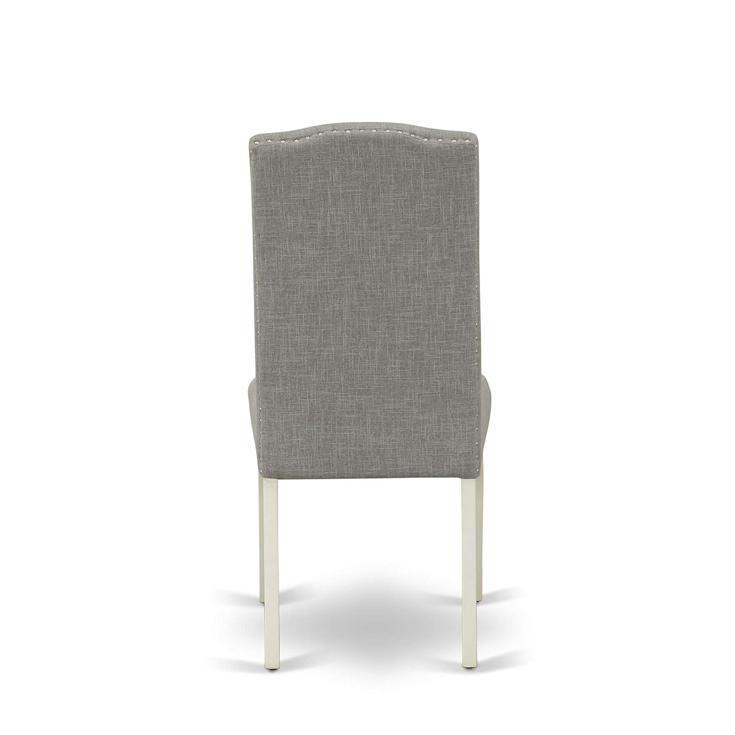 TQJKLFDY ENP2T06 Encinal Parson Dining Chairs - Nailhead Trim Dark Shitake Linen Fabric Padded Chairs    Linen