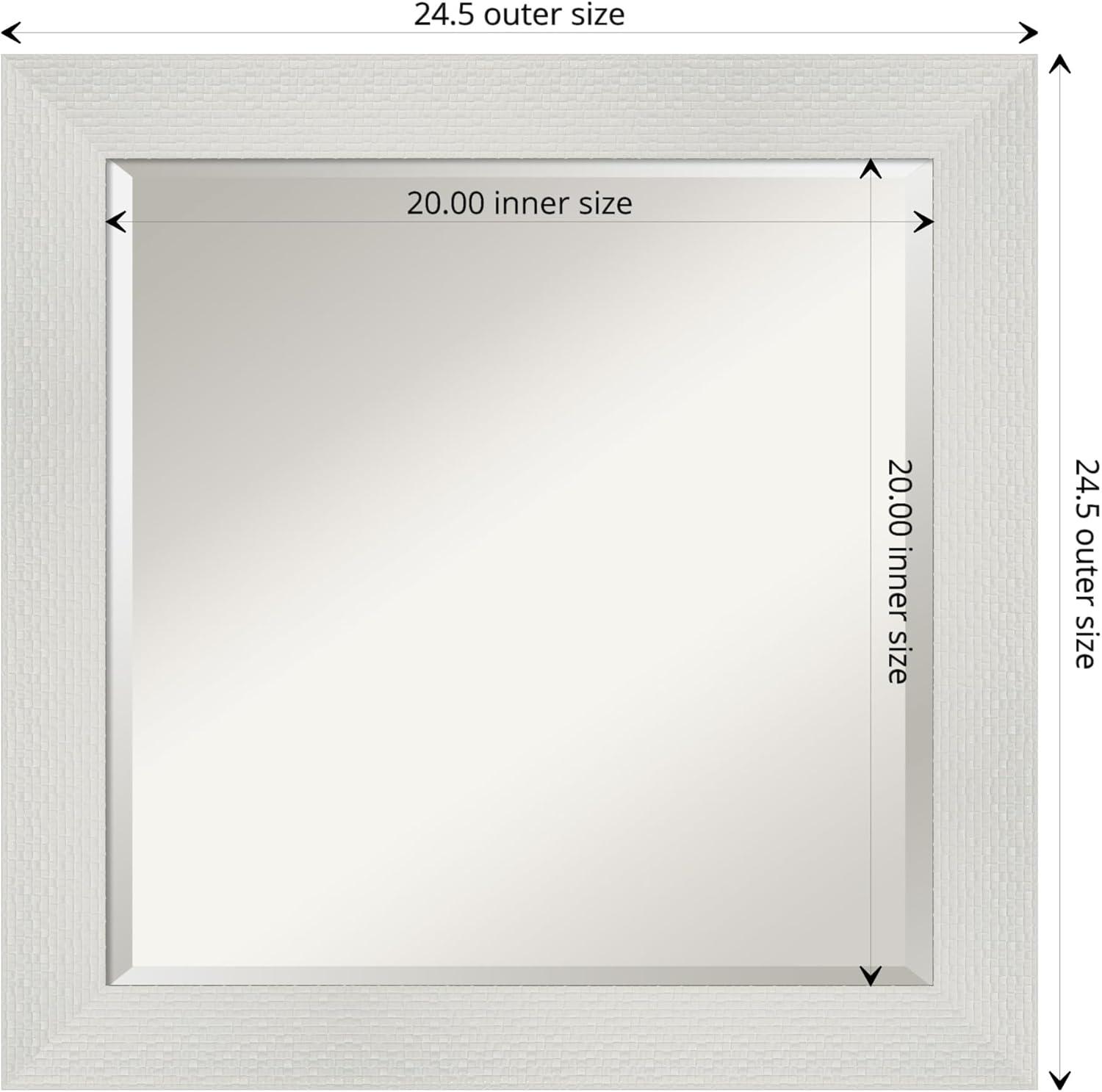 Mosaic White Beveled Bathroom Wall Mirror 24.5 x 24.5 Inches