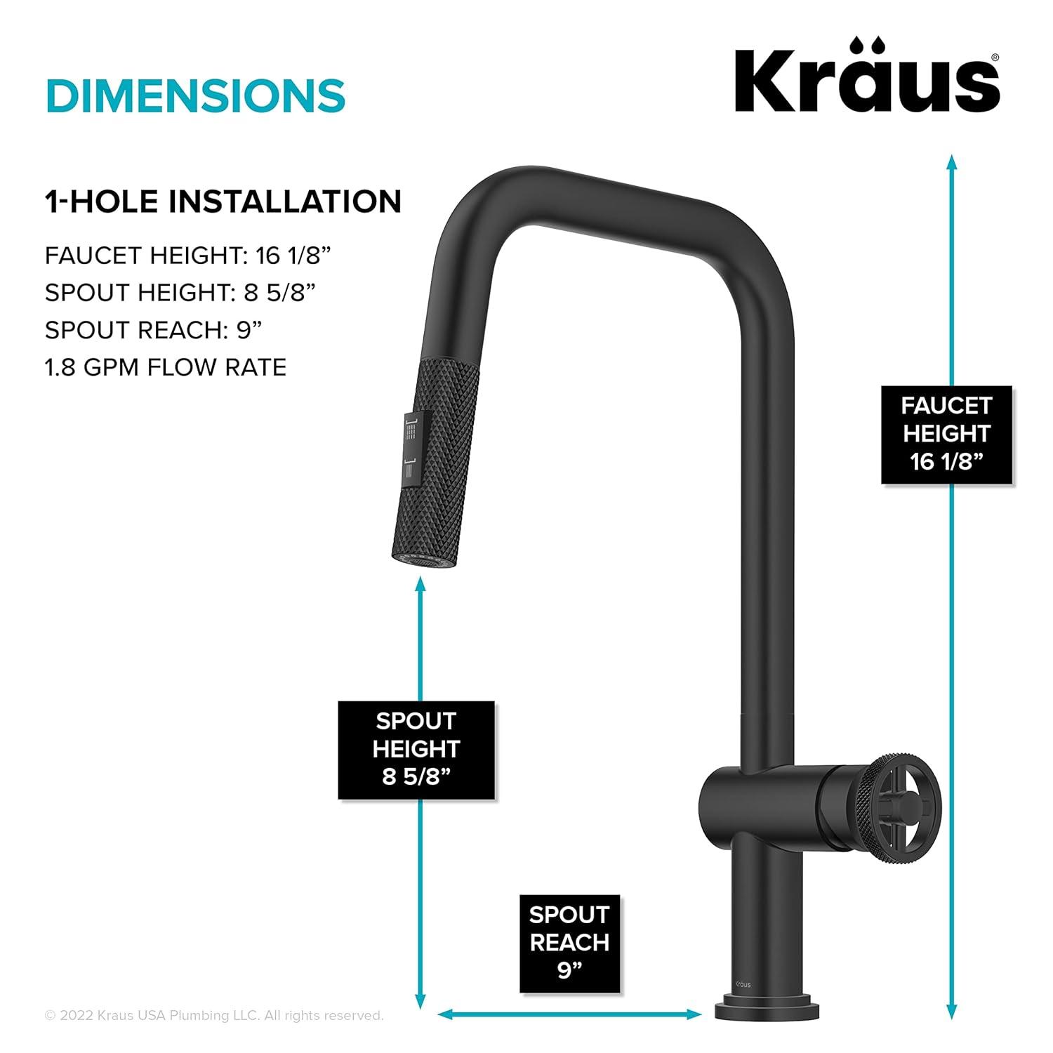 Urbix Industrial Pull-Down Single Handle Kitchen Faucet