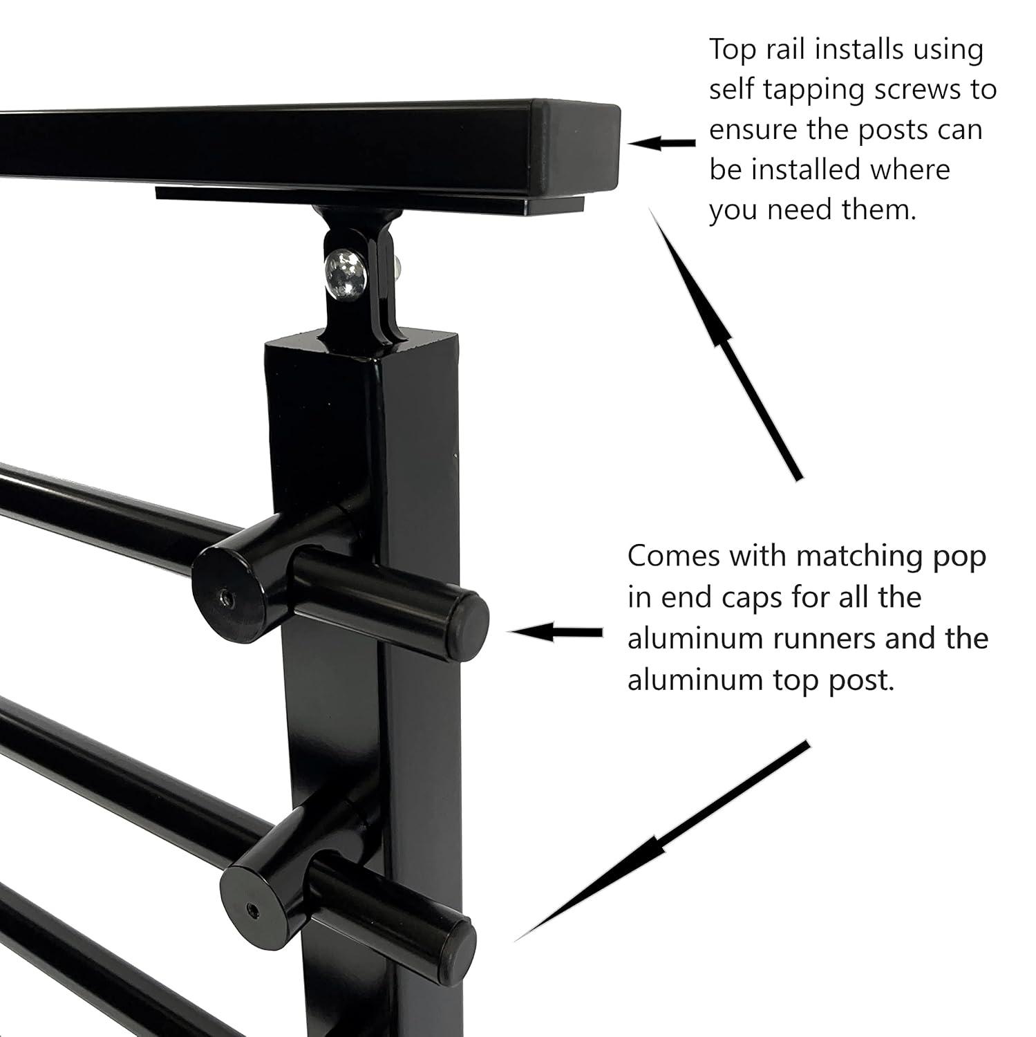 Concept Fusion Modern Horizontal Adjustable Railing Banister System for Staircases Balconies and Decks Complete Guard Railing Kit