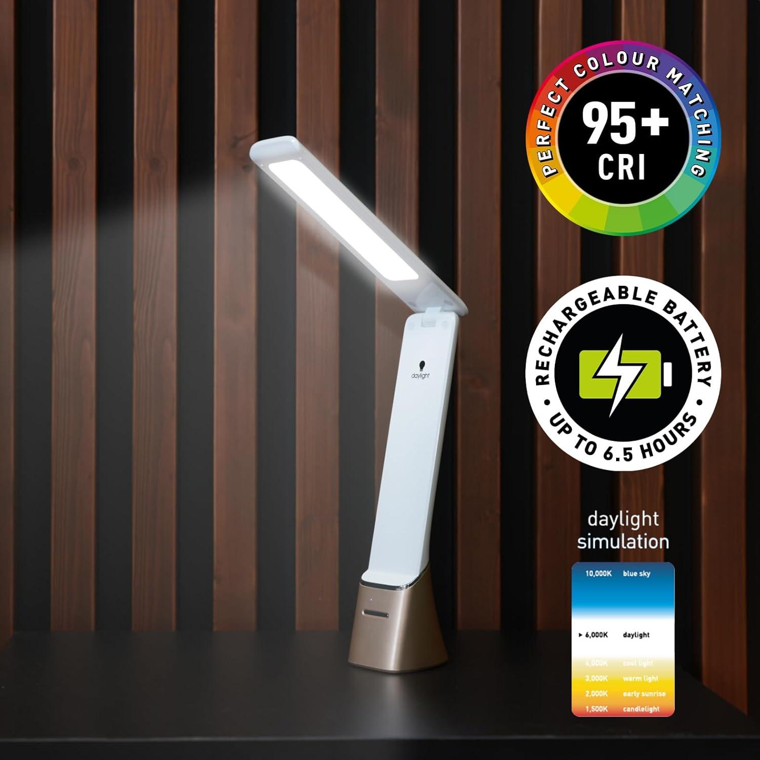 White Adjustable LED Portable Desk Lamp with USB Charging