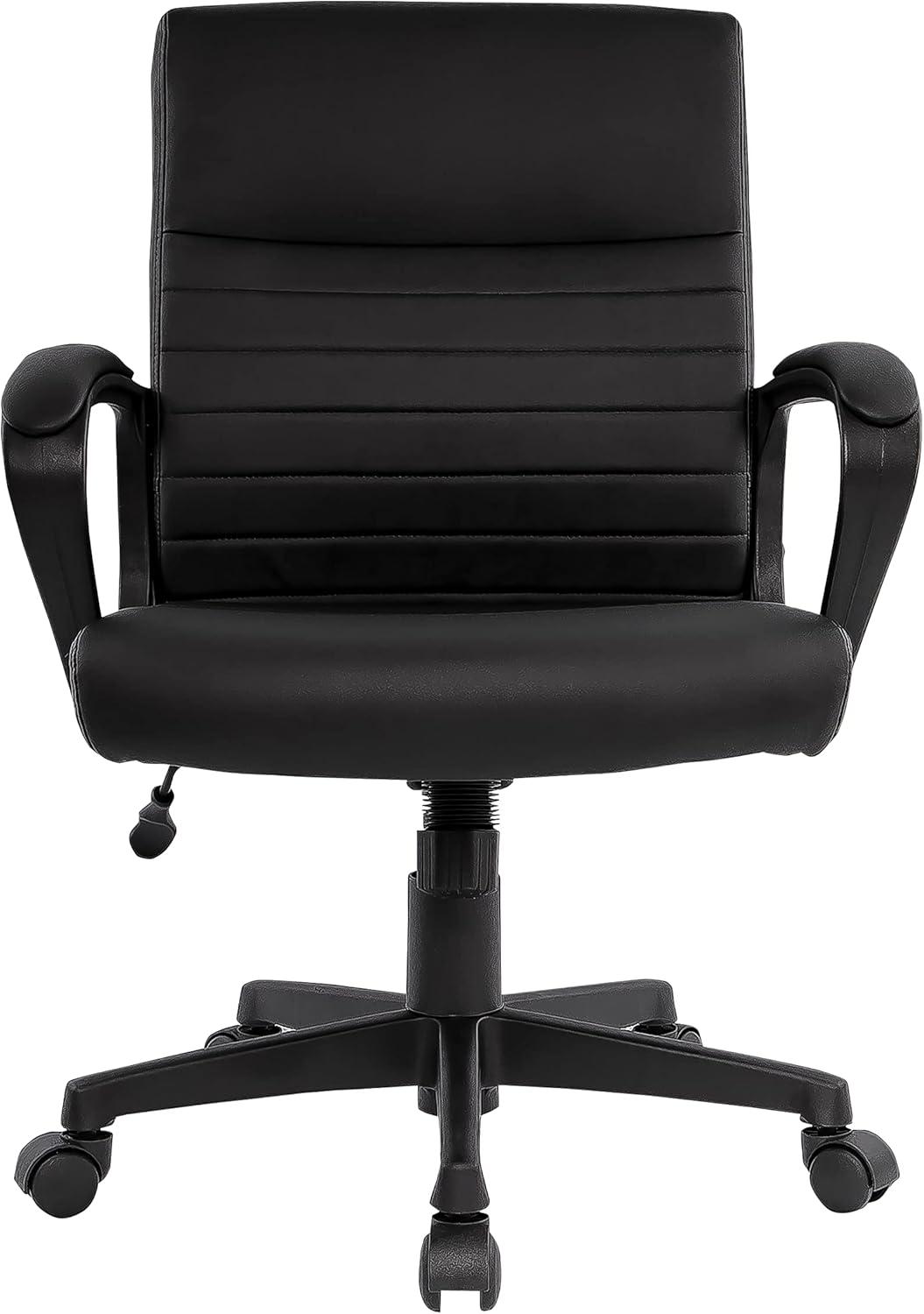 24396771 Leather Mid-Back Manager Chair, Black