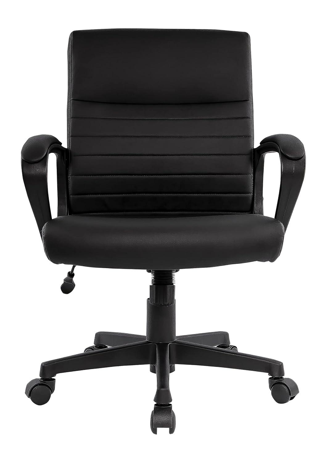 24396771 Leather Mid-Back Manager Chair, Black
