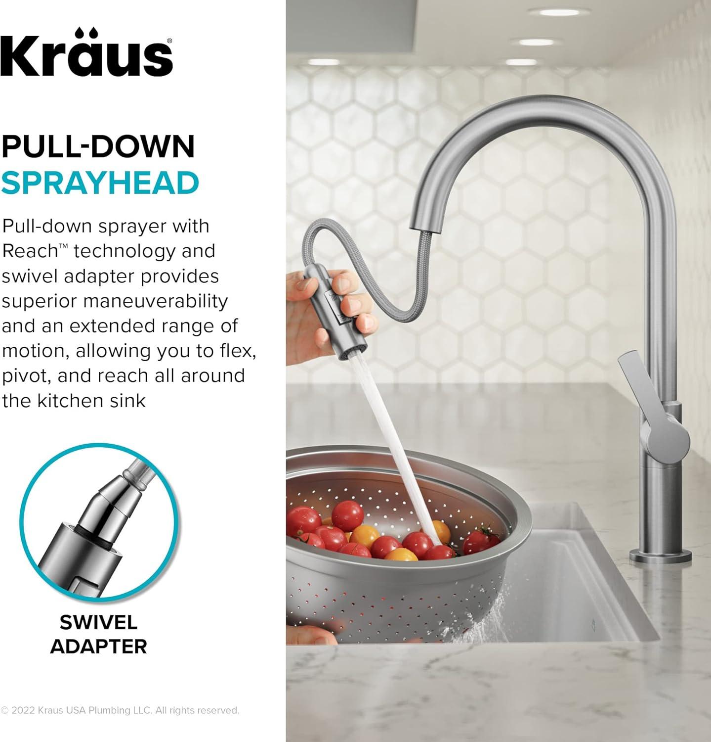 KRAUS Oletto Single Handle Pull Down Kitchen Faucet