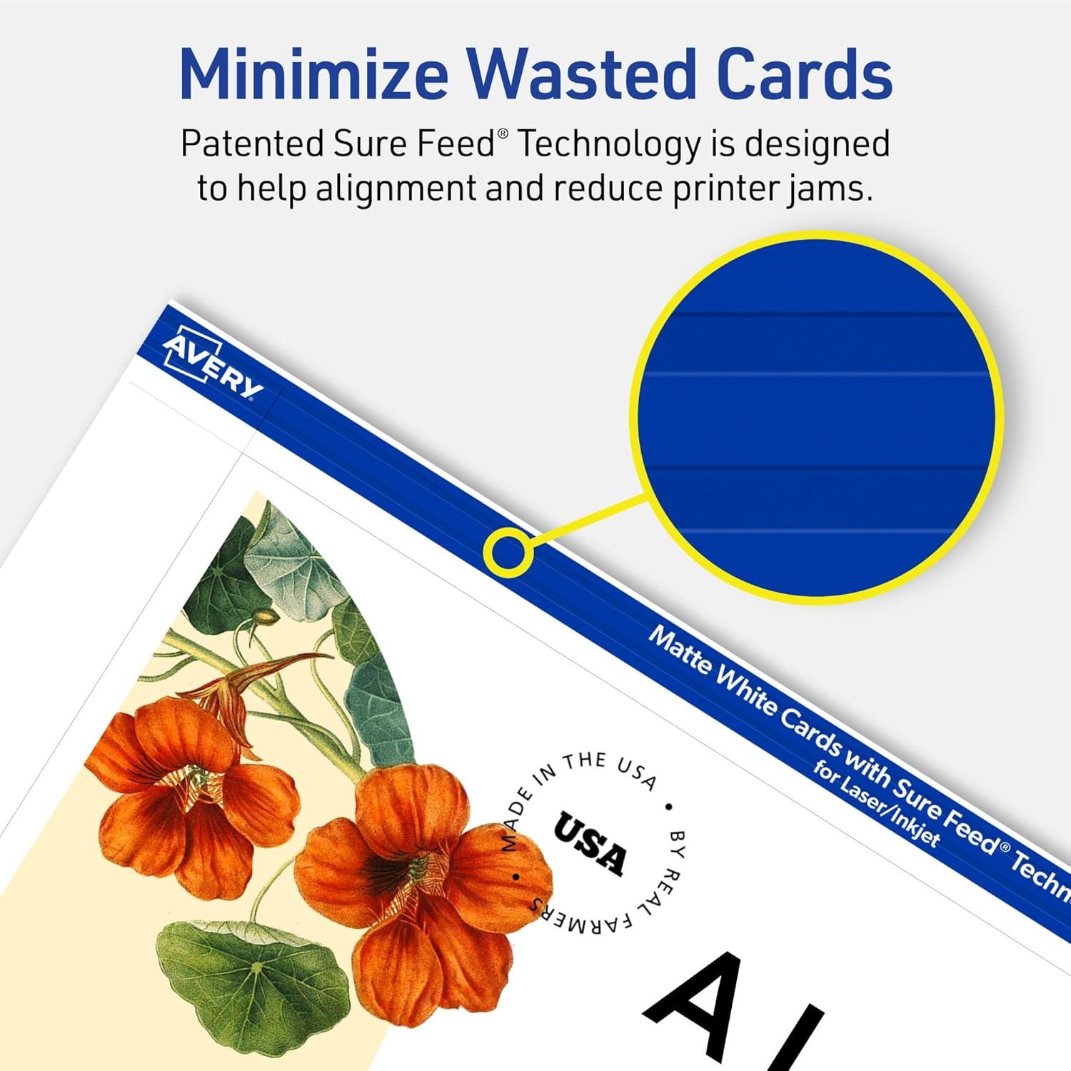 Avery Printable Rectangle Cards, 5" x 7", Matte White, 20ct