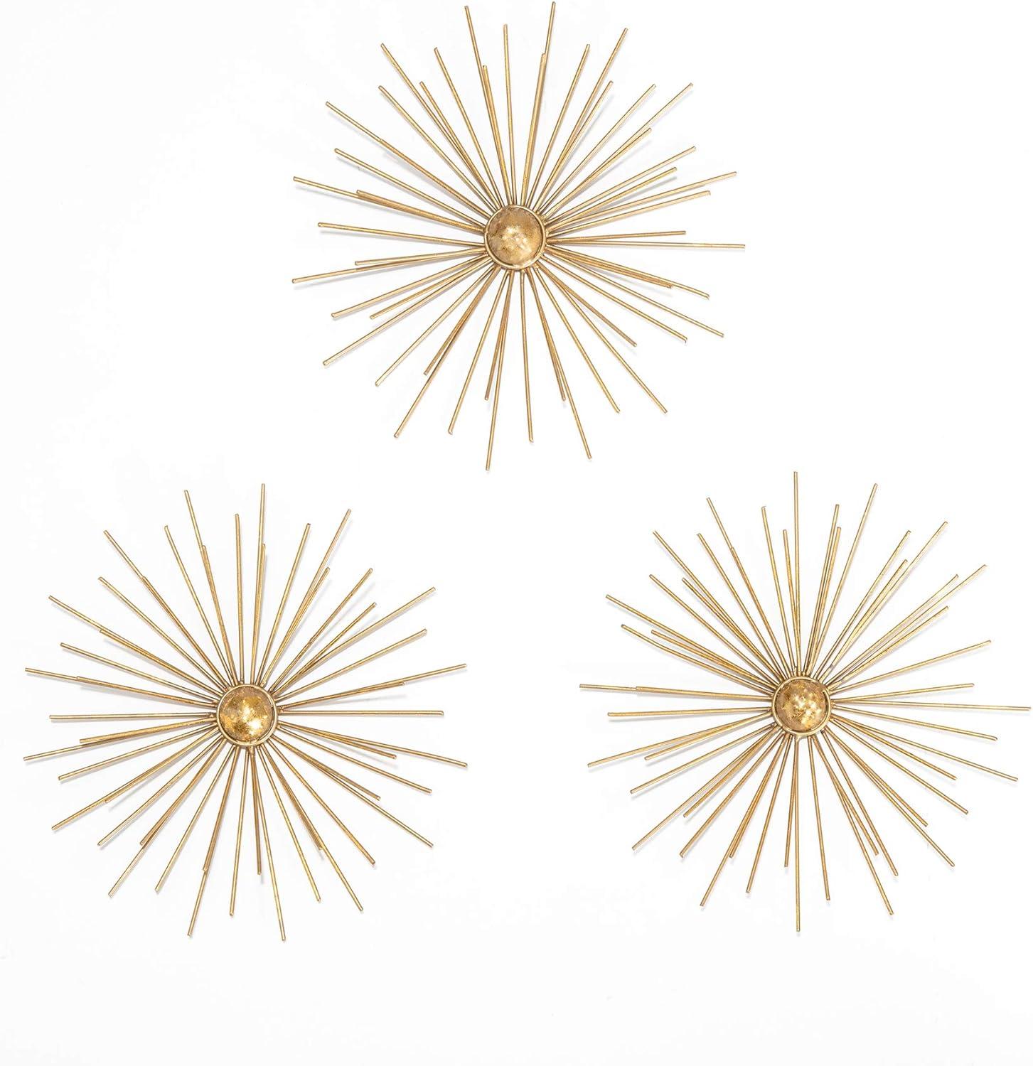 Gold Starburst Modern Metal Wall Sculpture Set