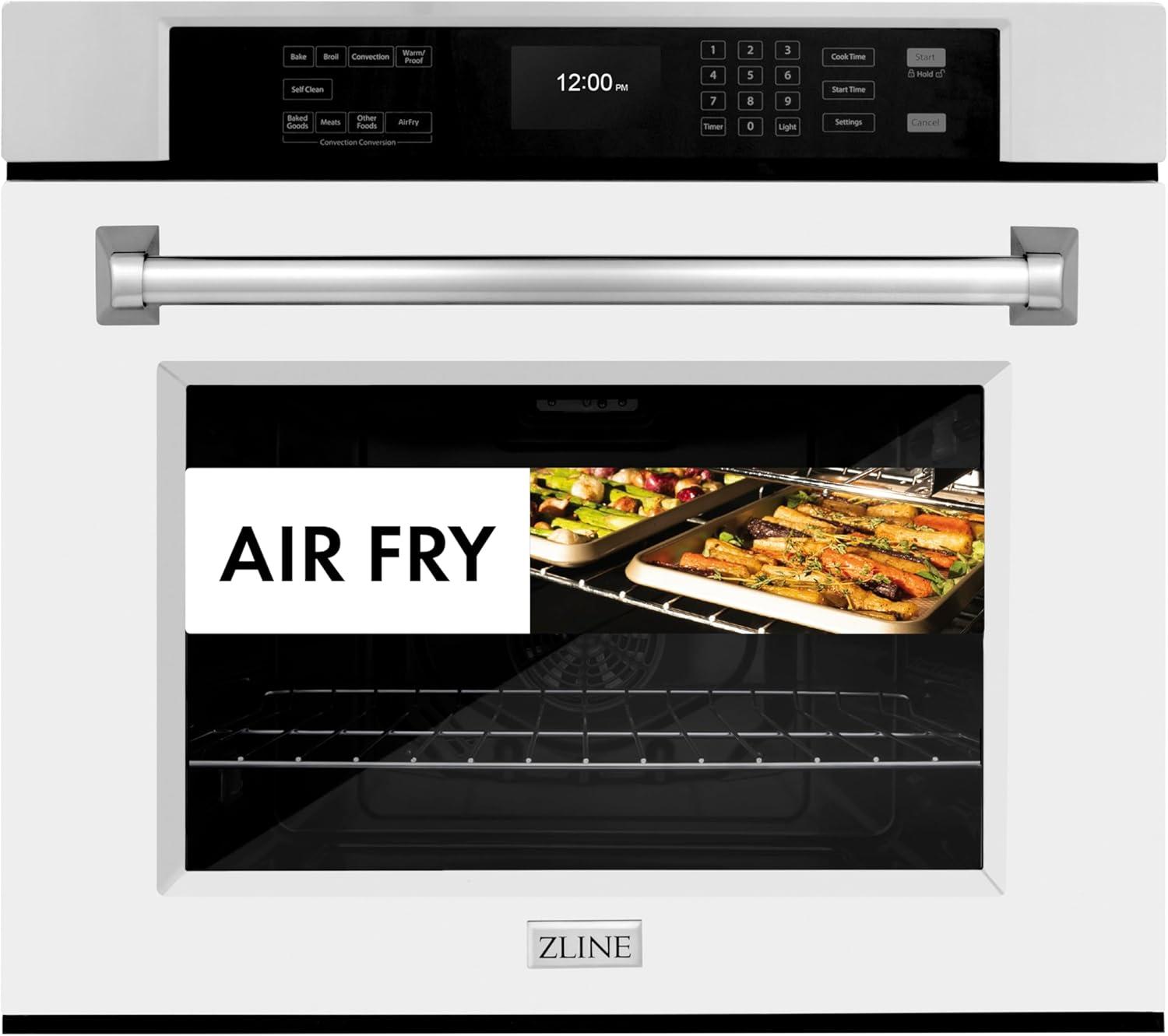 30-Inch Stainless Steel and Matte White Convection Wall Oven