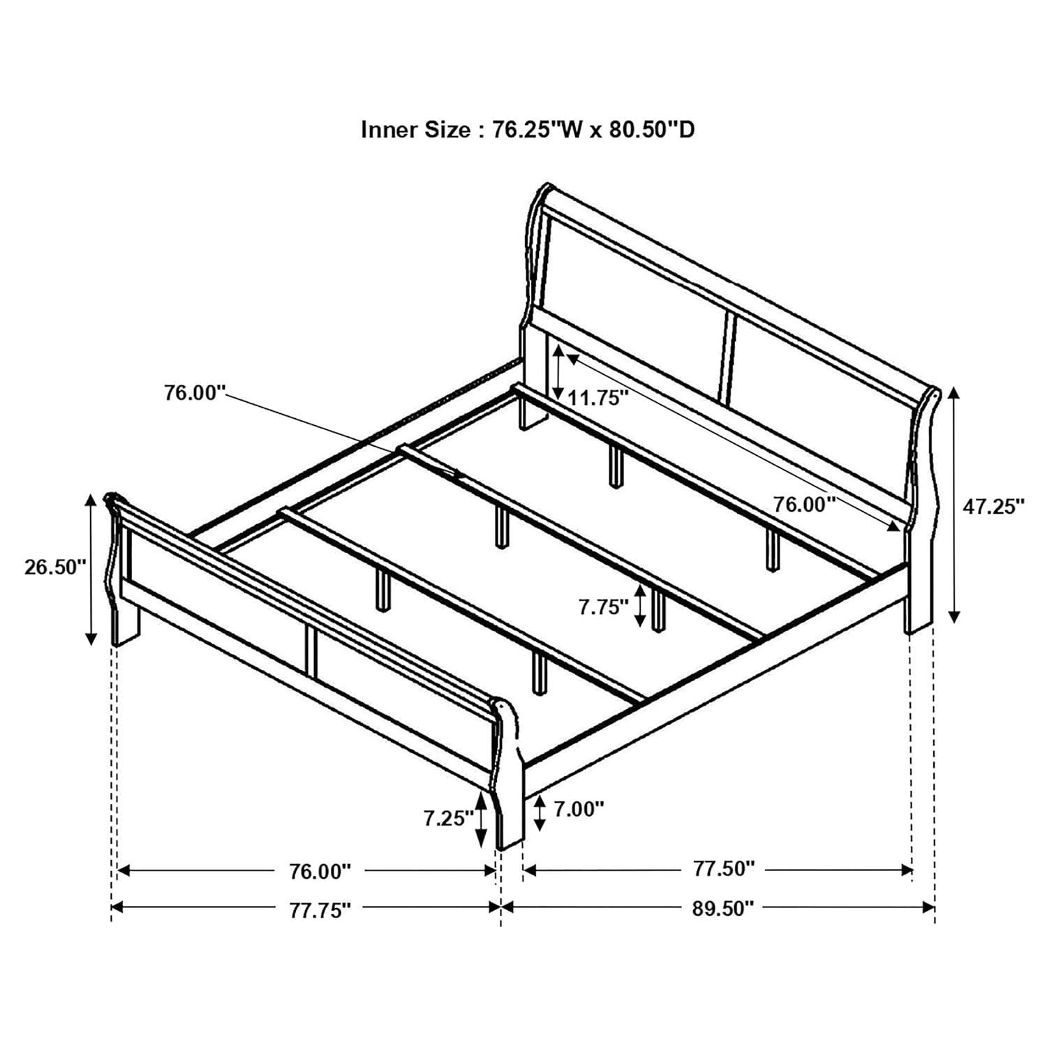 Coaster Louis Philippe King Sleigh Bed in Cappuccino