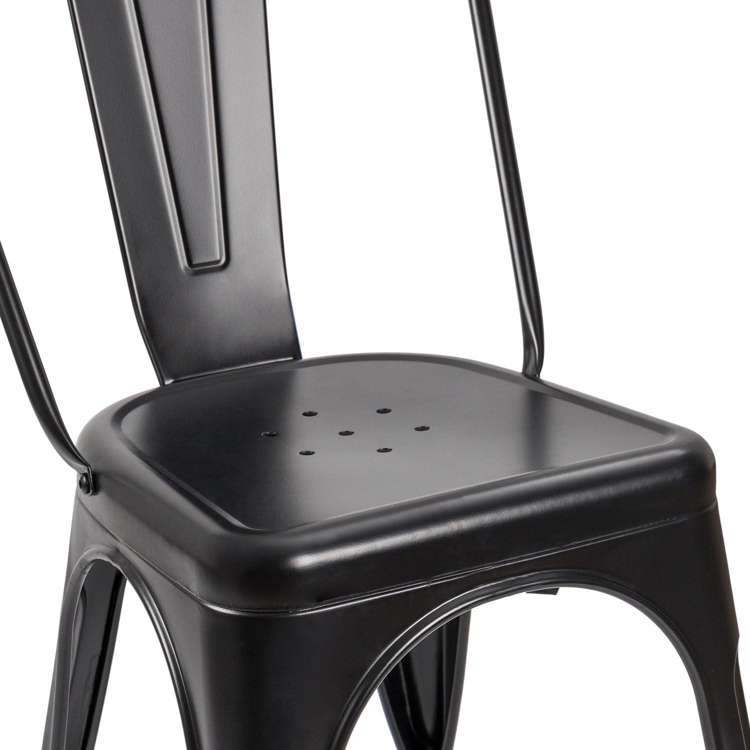 Black Industrial Metal Stackable Dining Chairs Set of 4