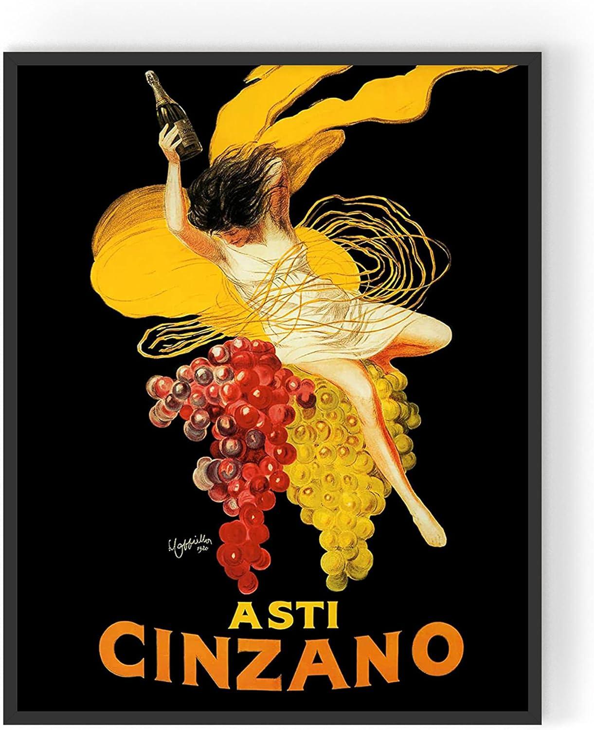 Vintage Black and Yellow Asti Cinzano Italian Poster Print (11x14)