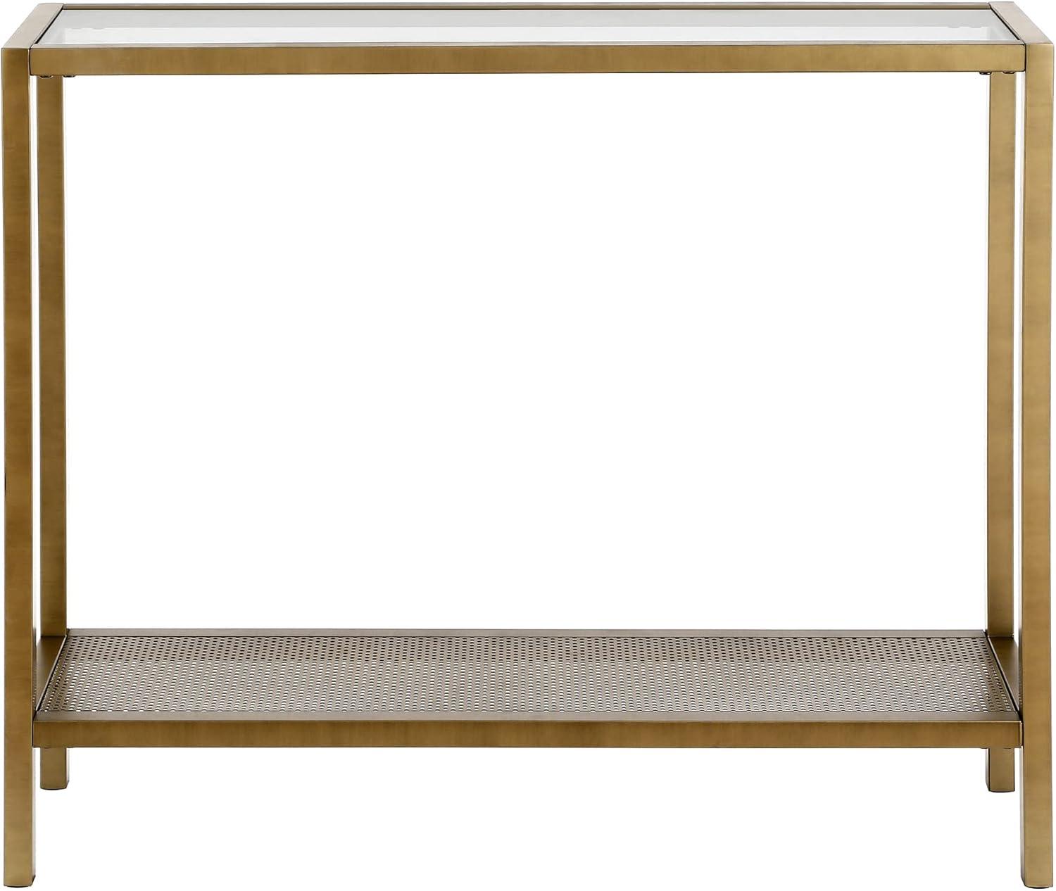 Evelyn&Zoe Rigan 36" Wide Rectangular Console Table, Brass