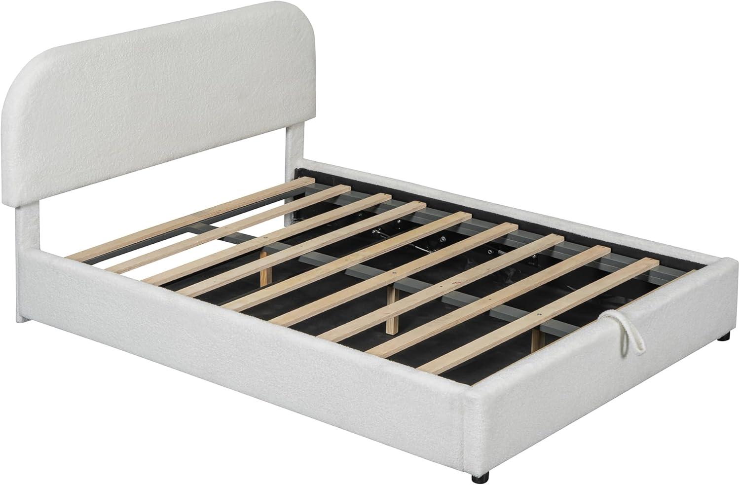 17 Stories Teddy Fleece Full  Size Upholstered Platform Bed with Hydraulic Storage System, White