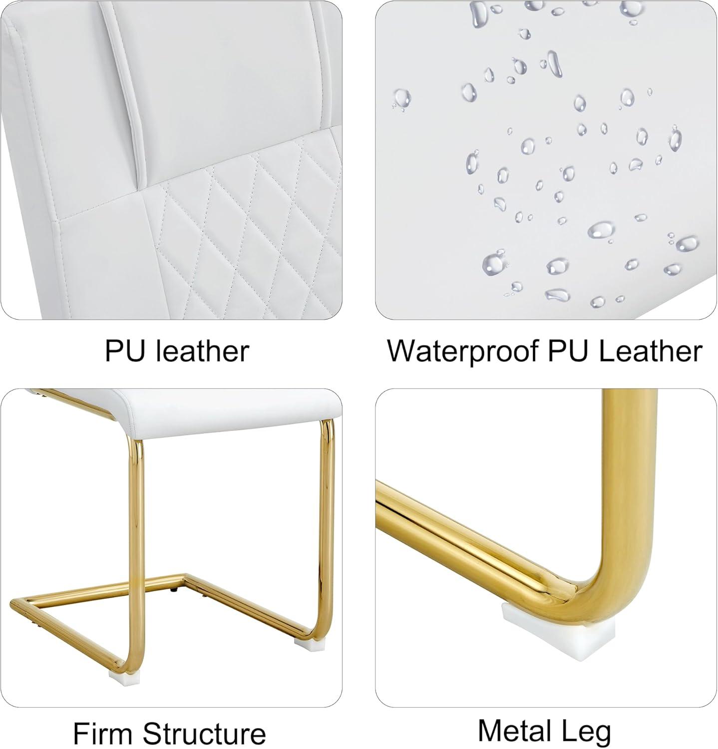 Ecarpat Dining Chairs Set of 4 with Golden Leg, Artificial Leather, for Kitchens Living Rooms and Offices