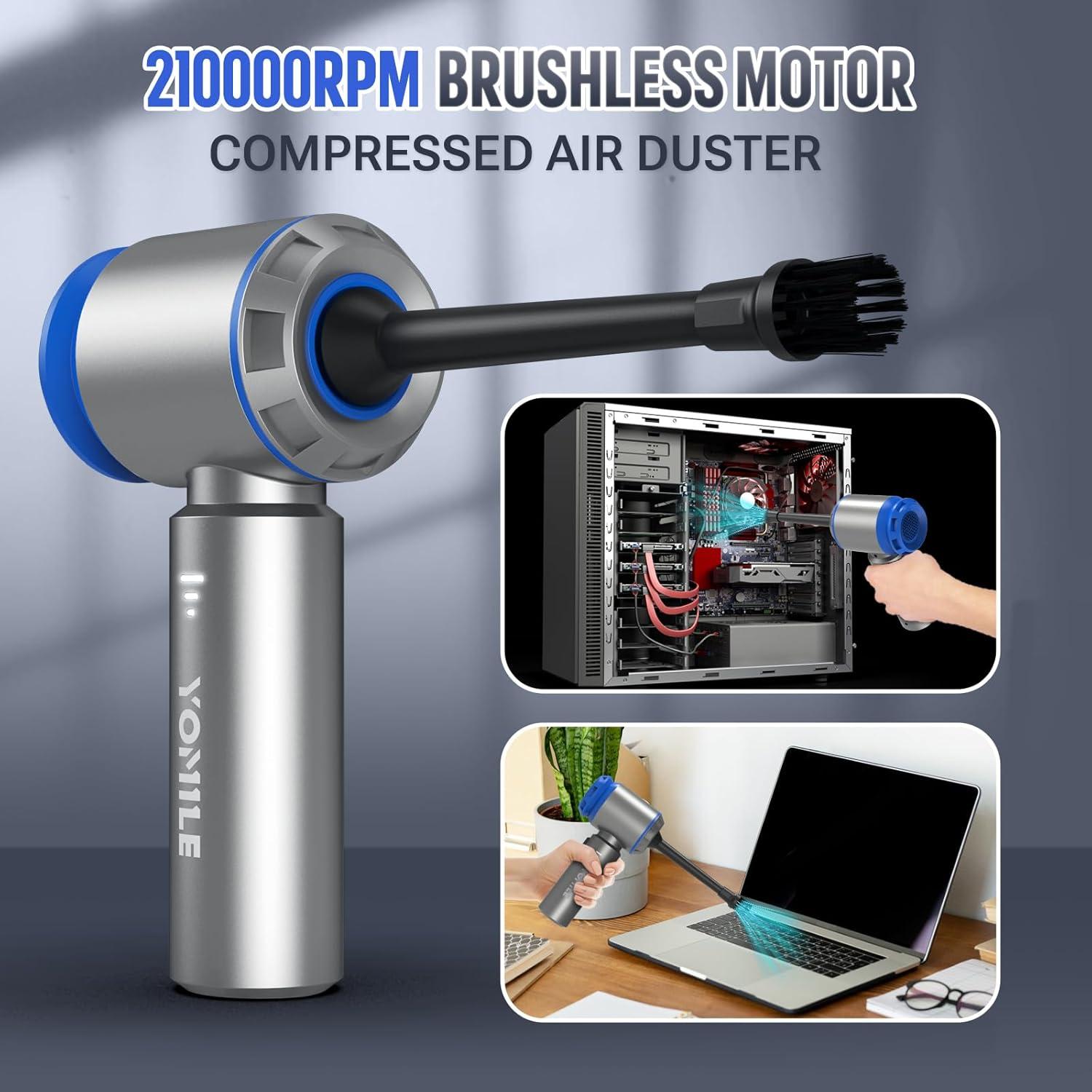 Mini Vacuum Cleaner, 2 in 1 25000PA Brushless Car Vacuum &250000RPM Air Duster 9000mAh Battery Air Blower Wireless Handheld Vacuum for Car,Office and Home Cleaning