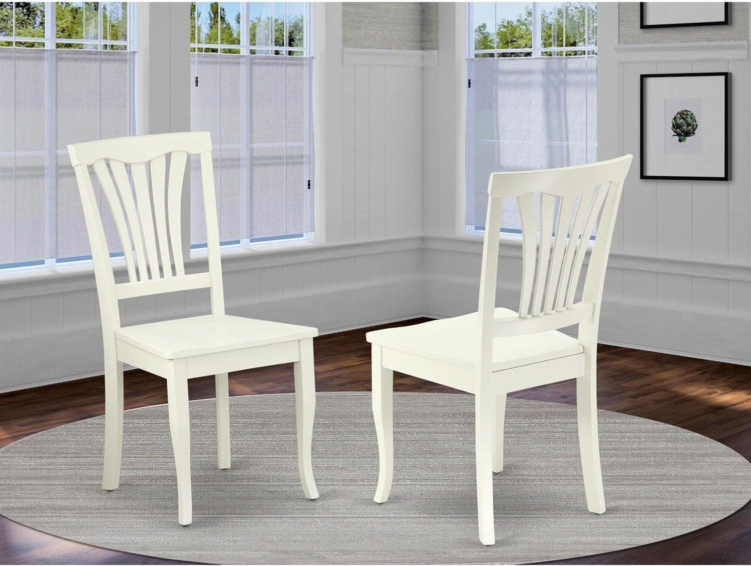 Linen White Rubberwood Dining Chairs with Slat Back - Set of 2