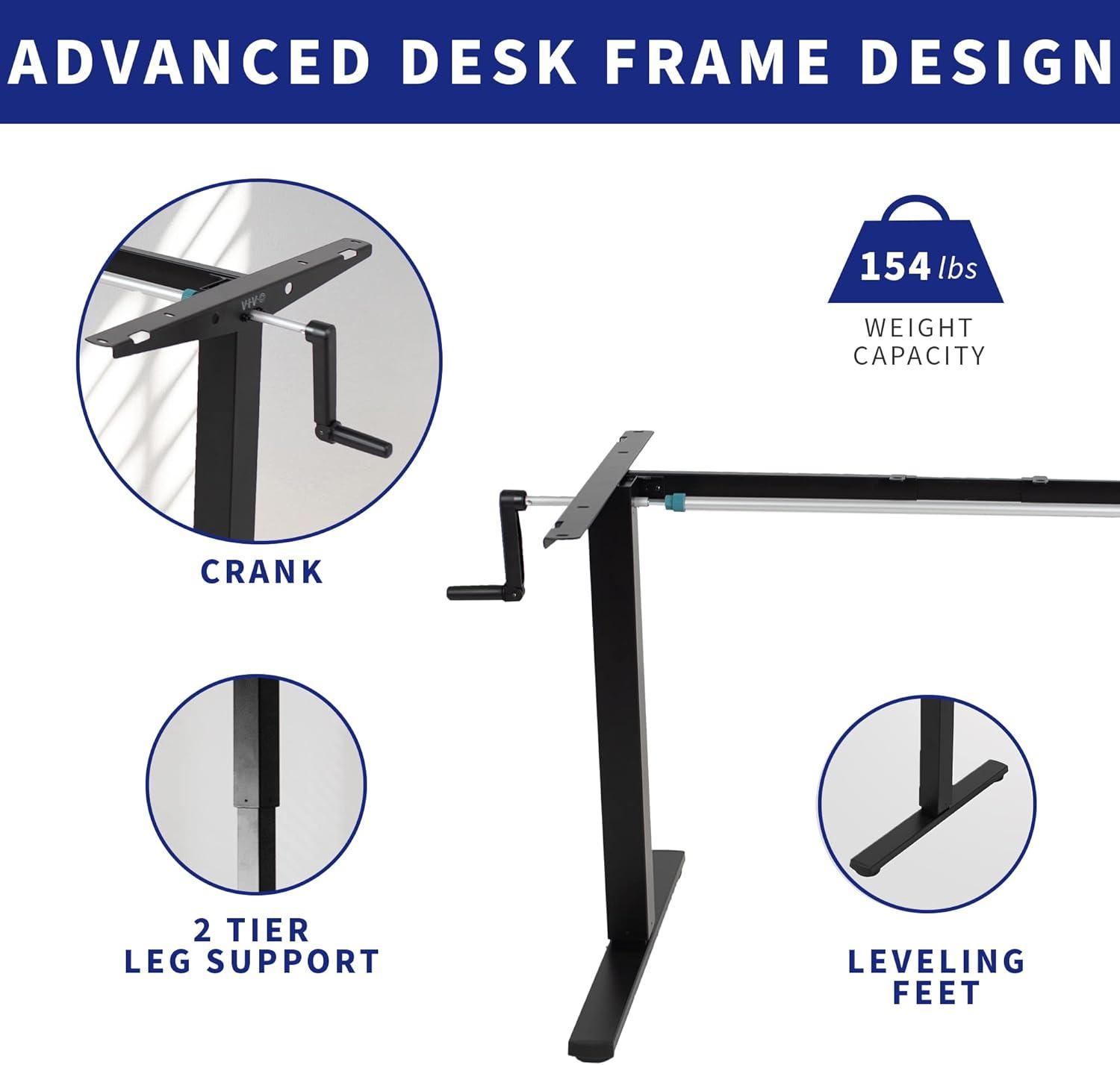 Compact Crank Height Adjustable Desk Frame