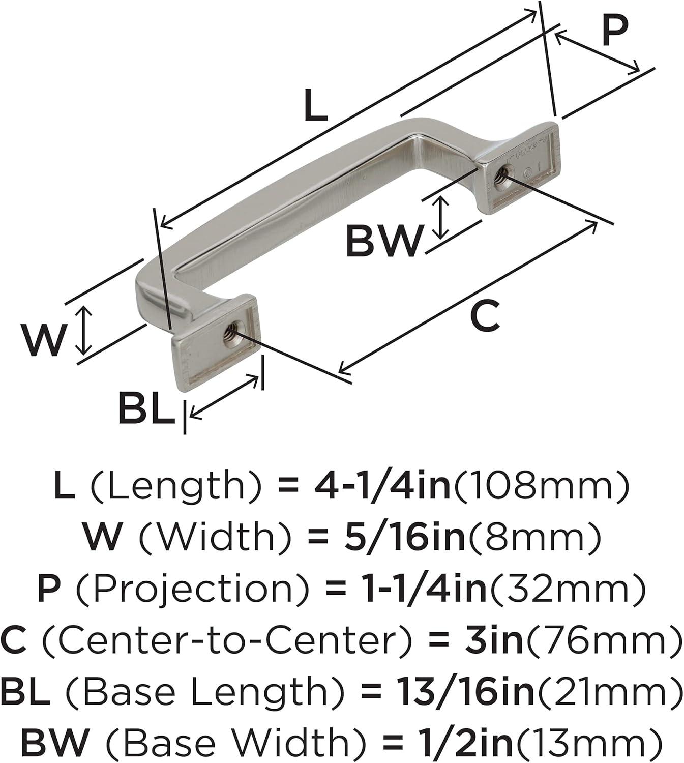 Amerock Westerly 3 inch (76mm) Center-to-Center Polished Nickel Cabinet Pull