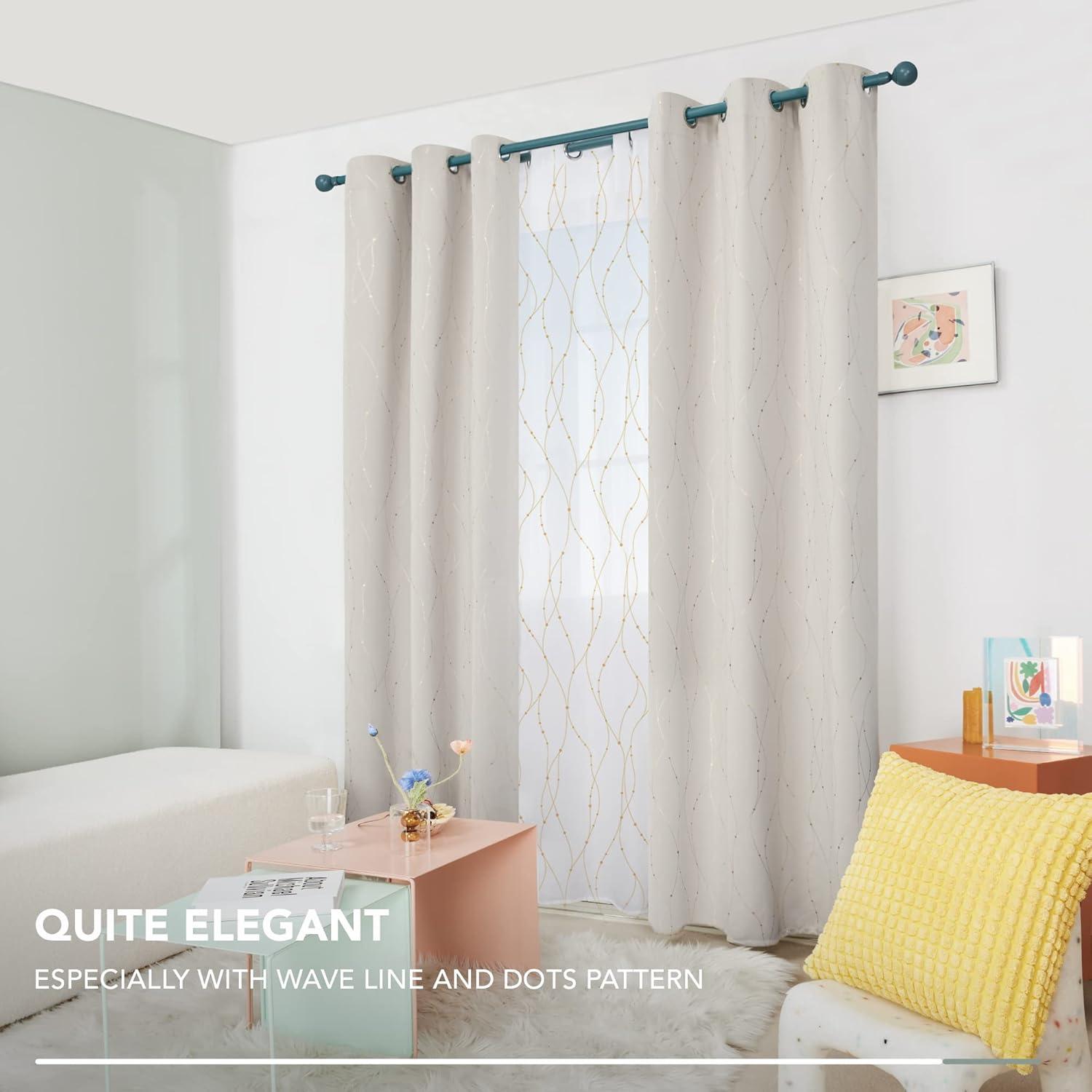 Deconovo Blackout Curtains - Thermal Insulated, Noise-Reducing Window Drapes for Bedroom, Living Room -2 Panels, Beige, 42W x 95L