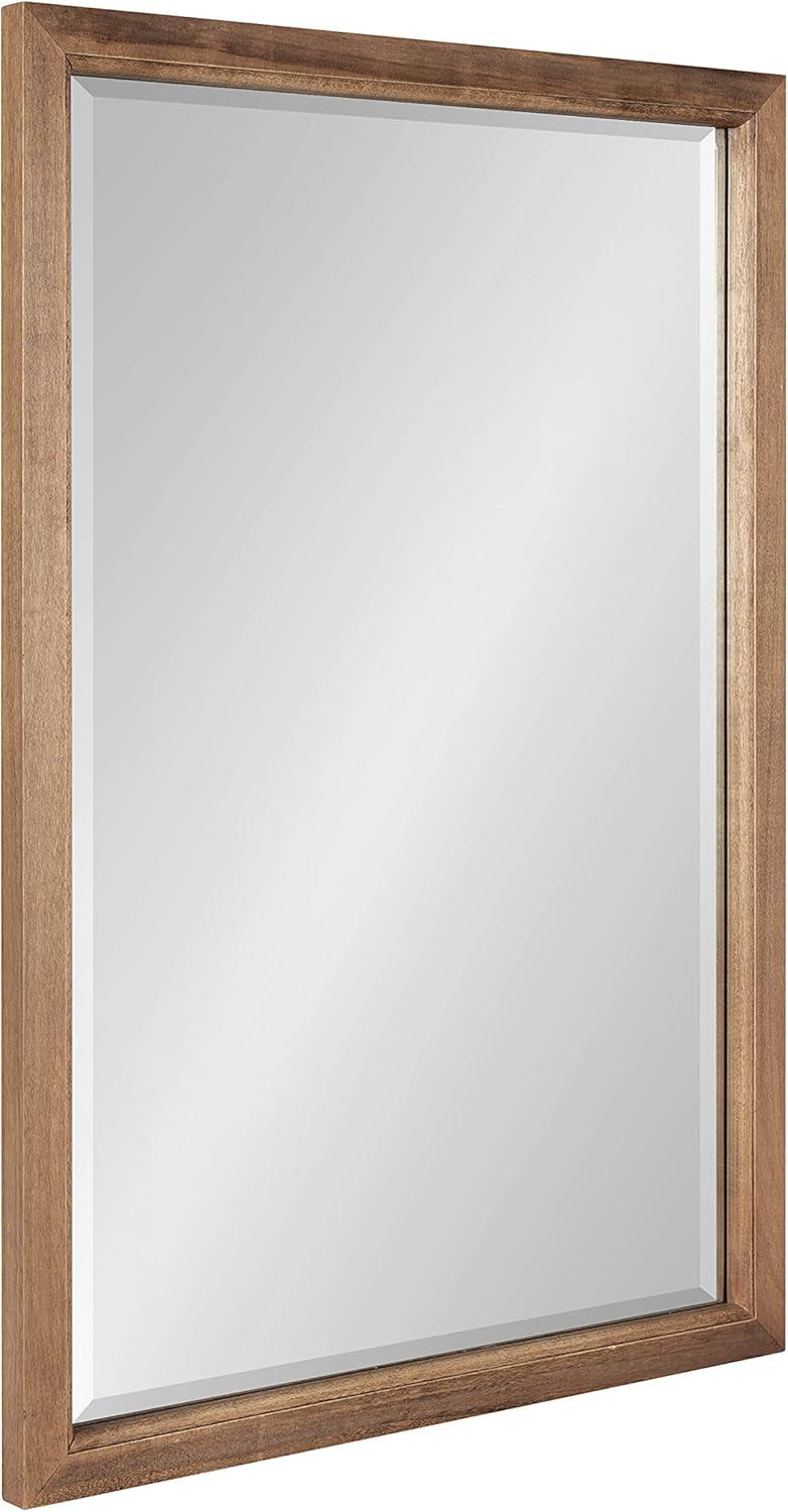 18" x 24" Hogan Wood Framed Decorative Wall Mirror Walnut Brown - Kate & Laurel: Rustic Rectangular, No Assembly Required