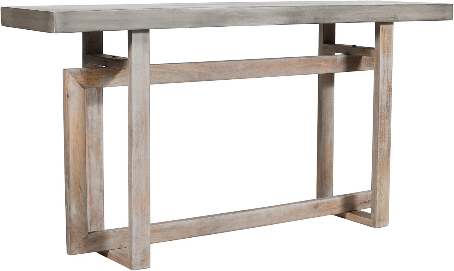 Rustic Light Brown Mango Wood 60" Console Table with Geometric Base