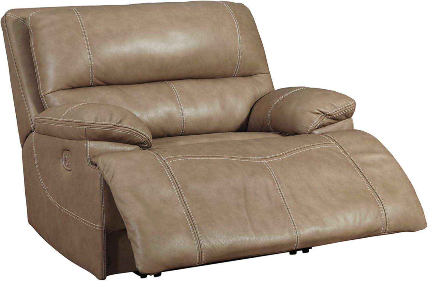 Ashley Furniture Ricmen Leather Power Recliner in Putty