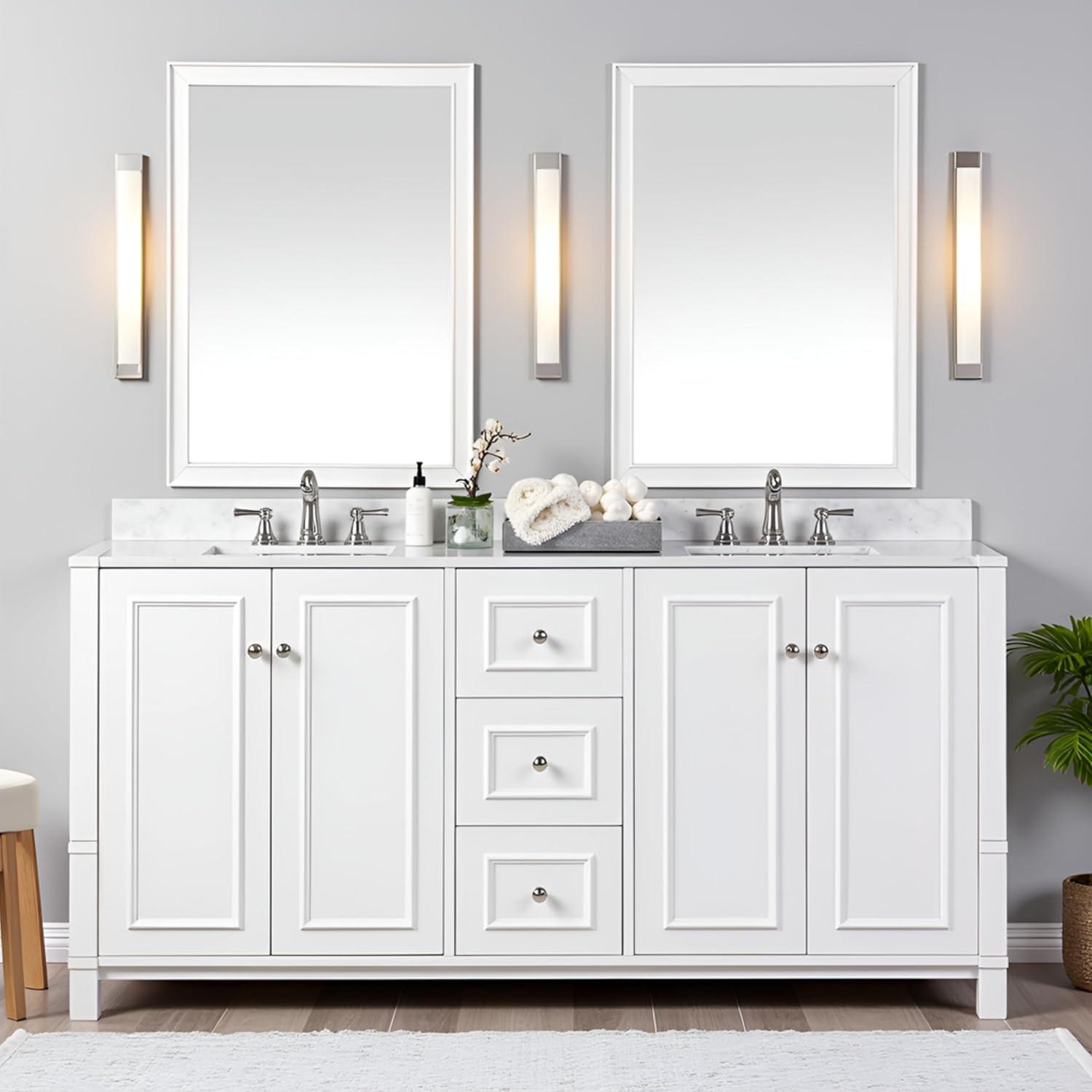 Alaterre Furniture Williamsburg 60"W White Wood Vanity Cabinet Only