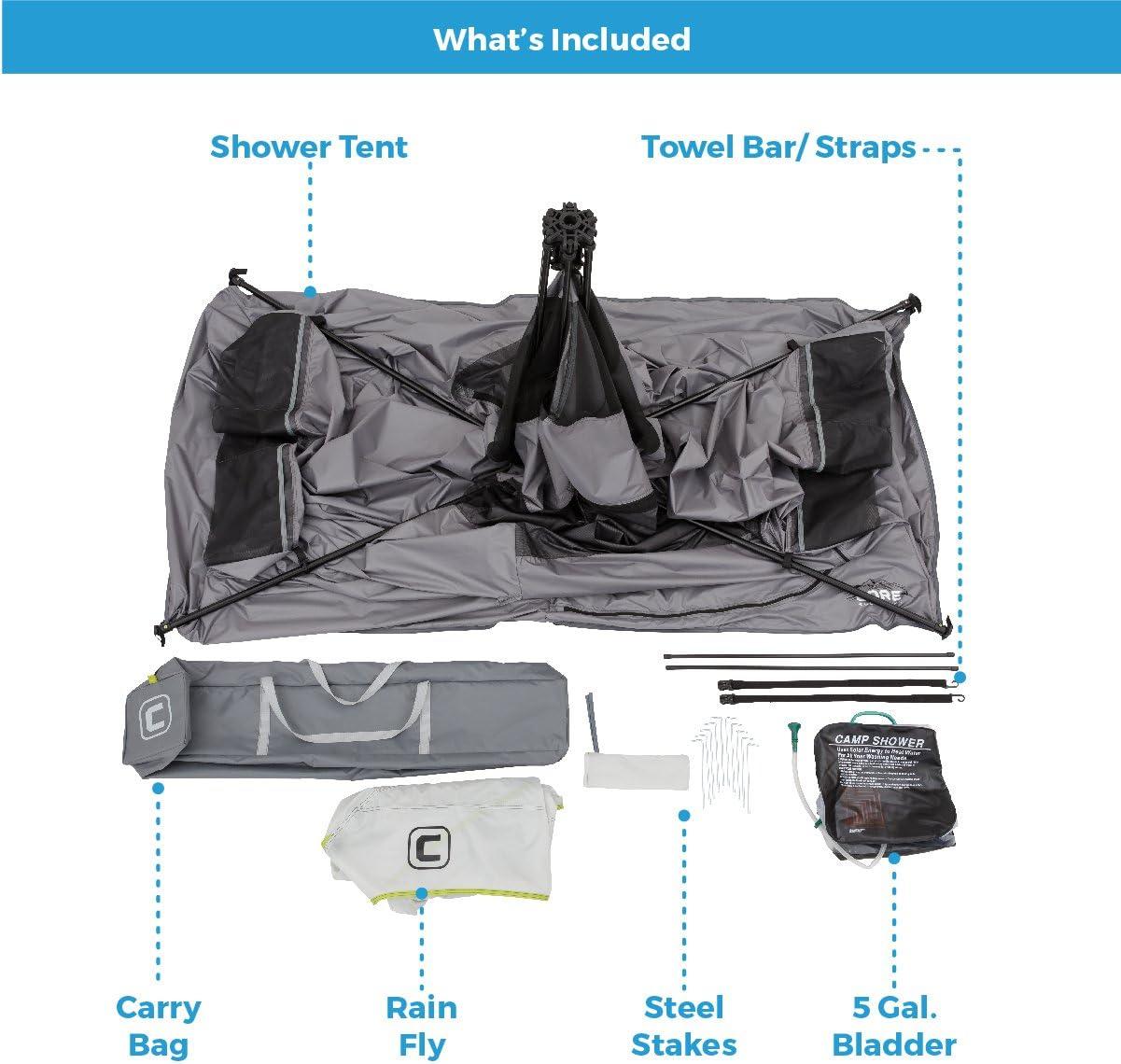 CORE Gray and Black 2-Room Instant Camping Shower Tent