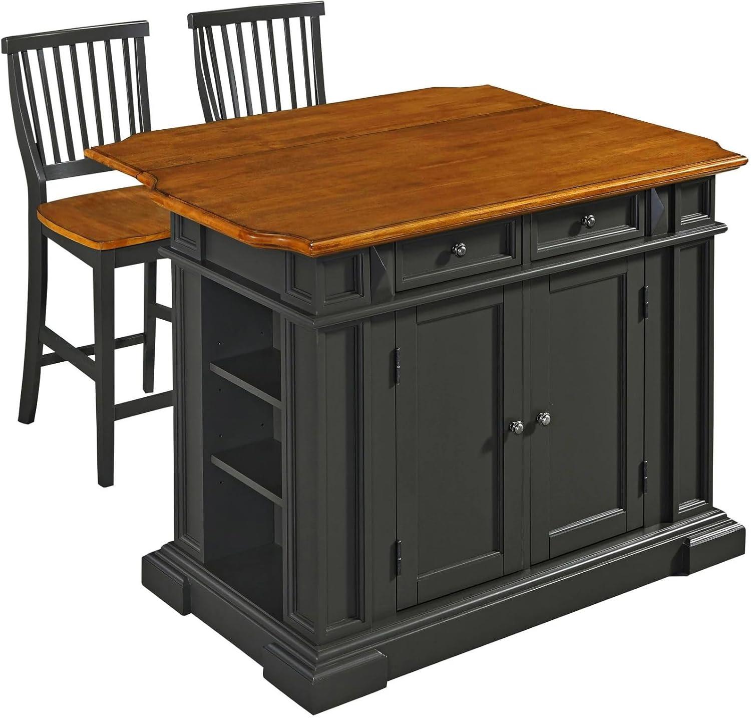 Americana Gray Kitchen Island Set with Distressed Oak Top