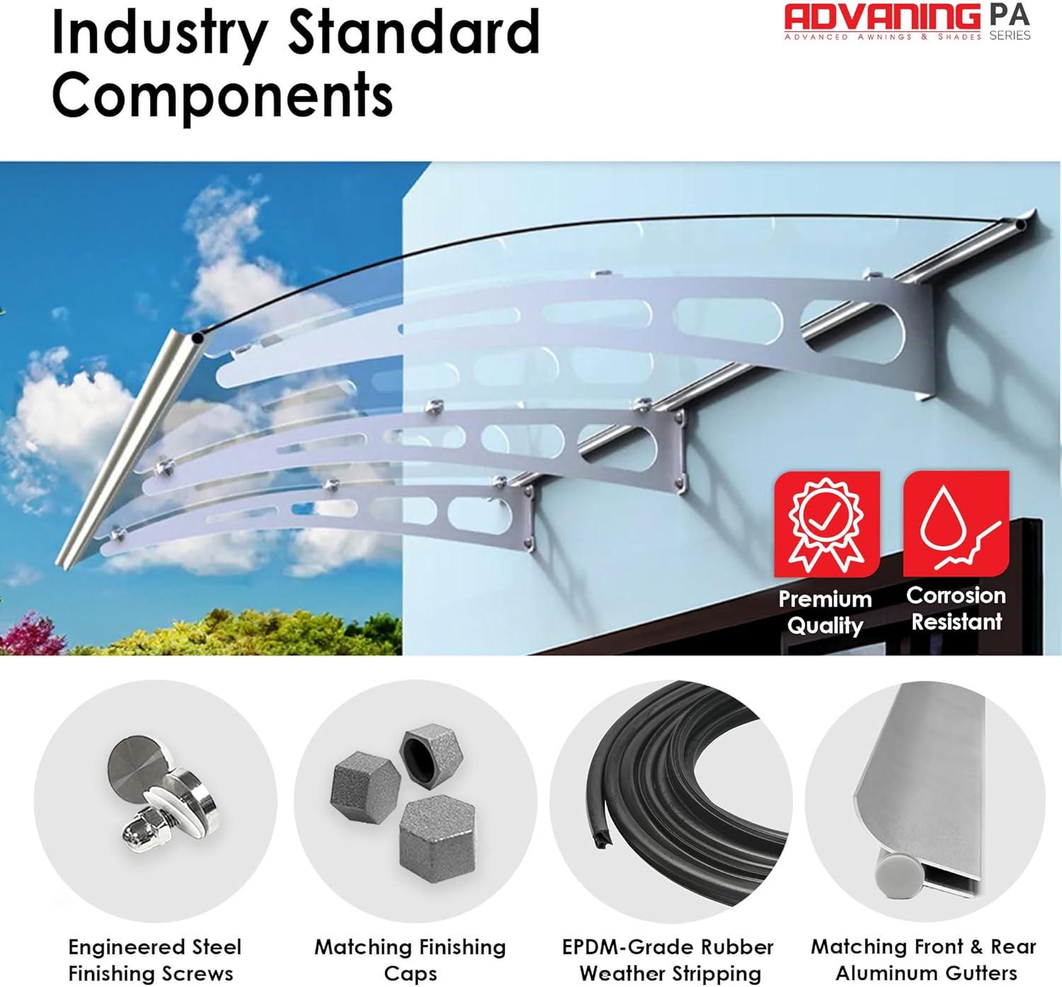 PA Series 2' 11 13/32" D Convex Door Awning