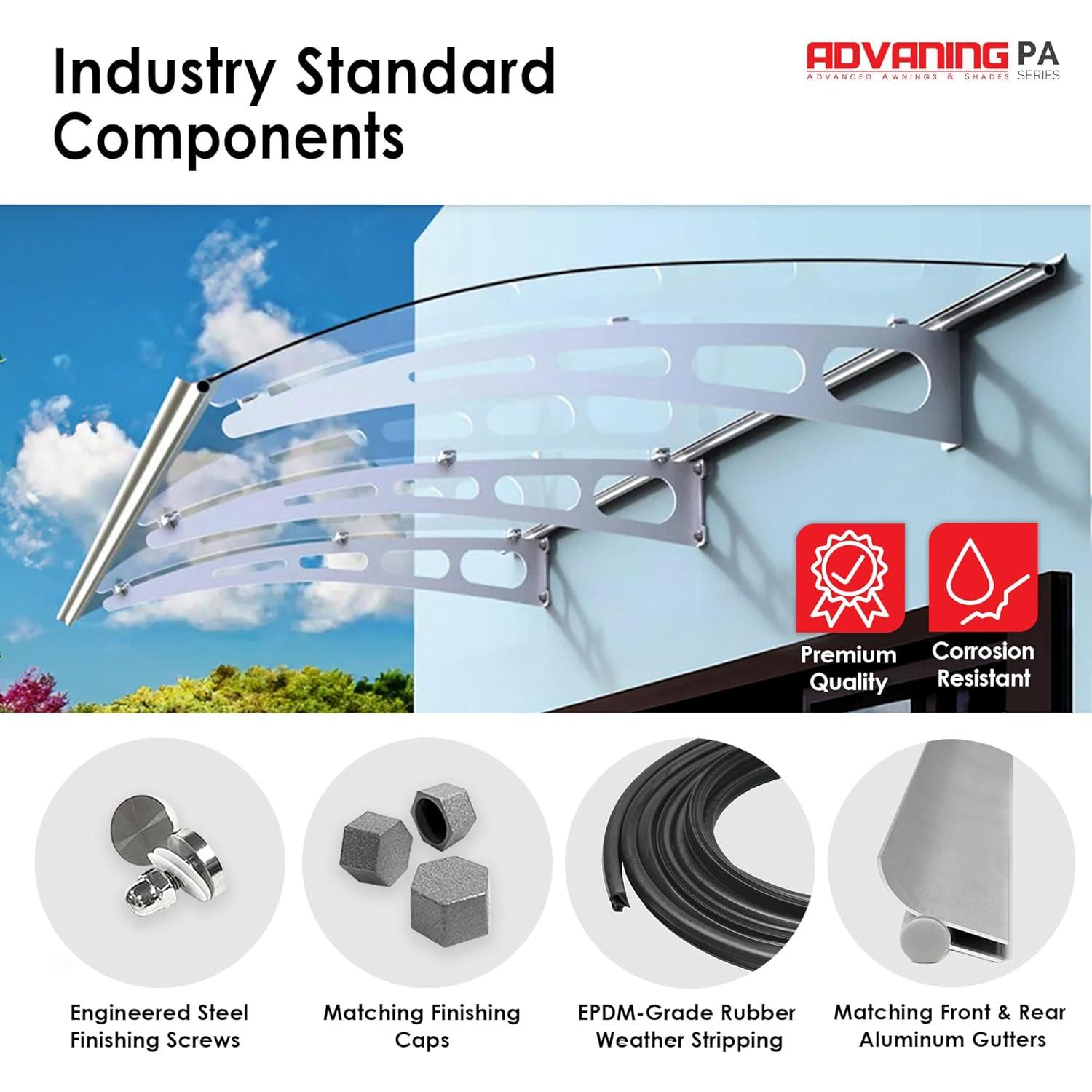 PA Series 2' 11 13/32" D Convex Door Awning