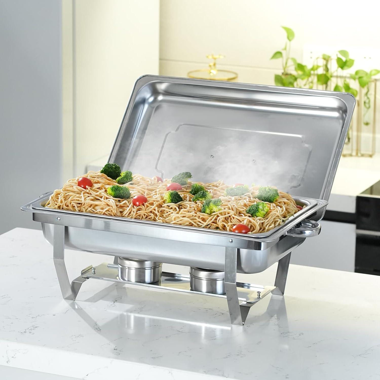 The Party Aisle™ Chafing Dishes For Buffet 4 Pack, 8 Qt Stainless Steel Chafers And Buffet Warmers Sets With Lid, Rectangle Serving Food Warmer Catering Supplies Buffet Display For Parties