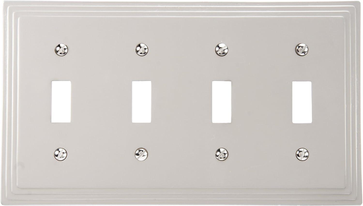 Satin Nickel Quad Toggle Cast Metal Wallplate