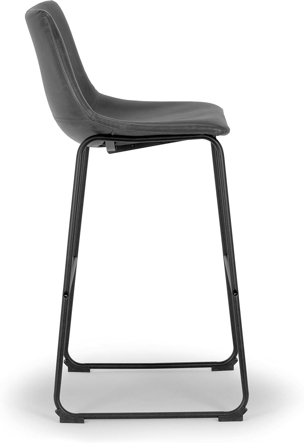 Glamour Home Adan 28.5" Modern Faux Leather Bar Stools in Dark Brown (Set of 2)