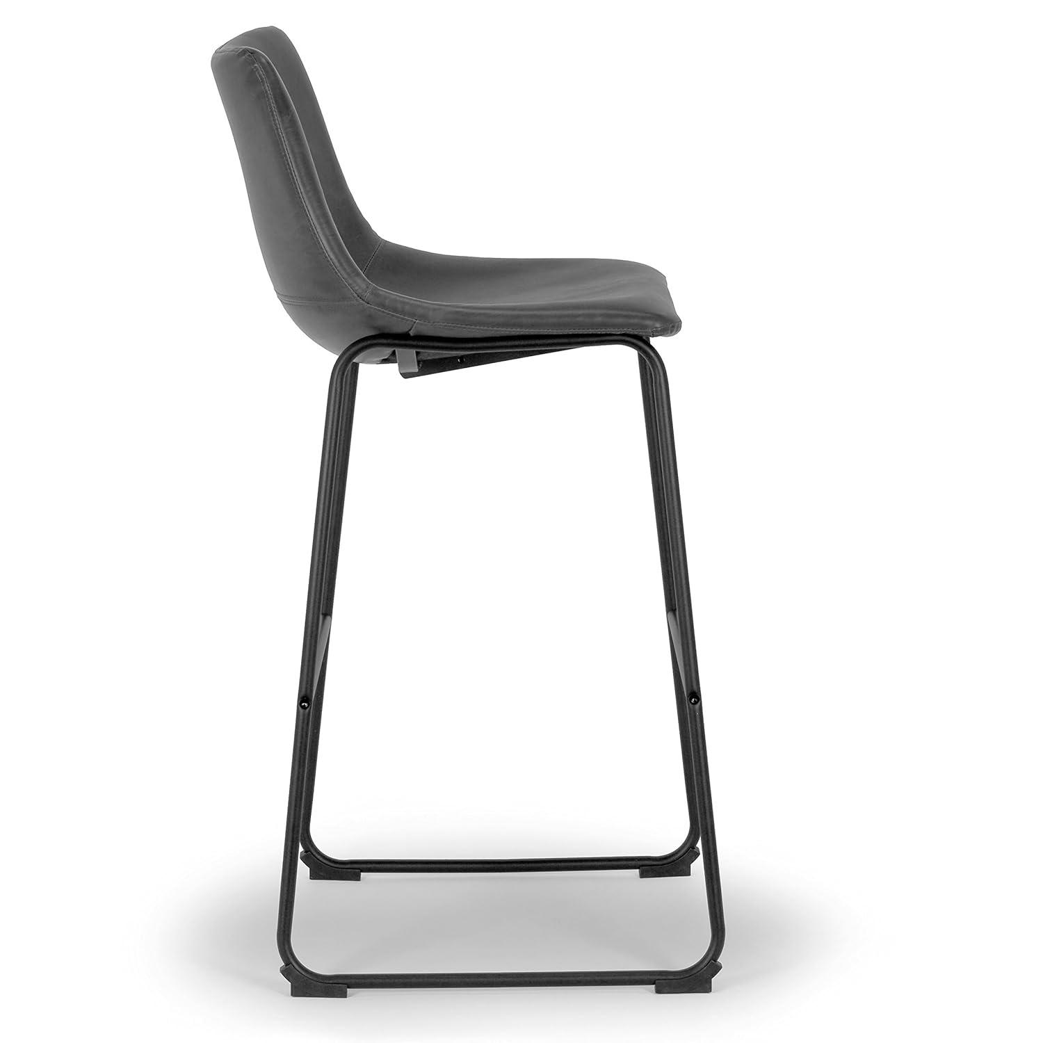 Glamour Home Adan 28.5" Modern Faux Leather Bar Stools in Dark Brown (Set of 2)