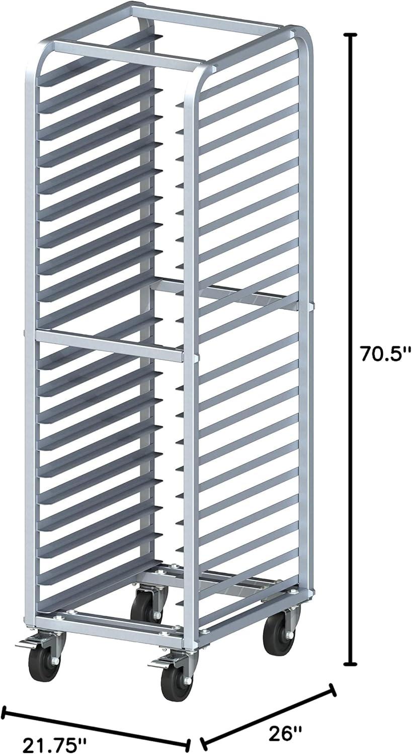 Heavy Duty 20-Tier Aluminum Sheet Pan Rack with Brakes