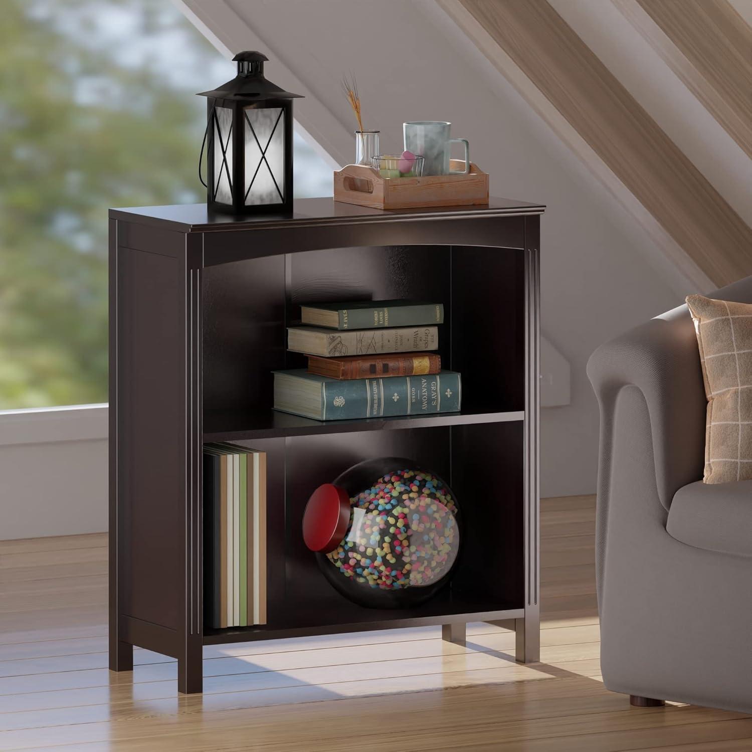 Espresso Brown Transitional 3-Tier Wood Bookshelf