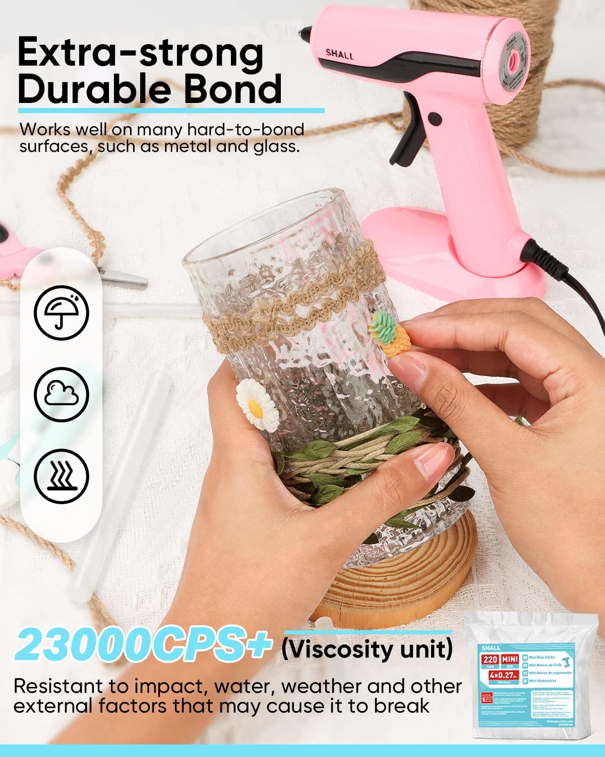 SHALL Mini Hot Glue Sticks, 0.27” Diameter x 4” Long, 220 Pack Clear Hot Melt Glue Gun Sticks