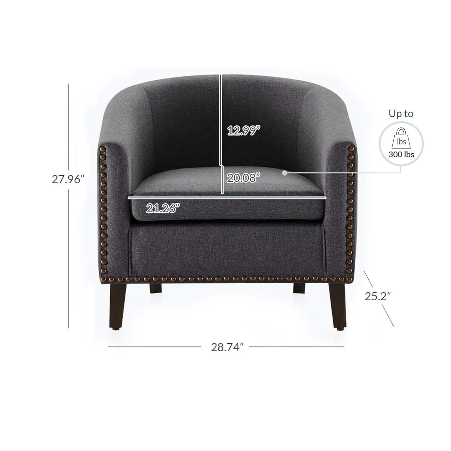 BELLEZE Modern Tub Barrel Linen Accent Chair - Kyara (Gray)