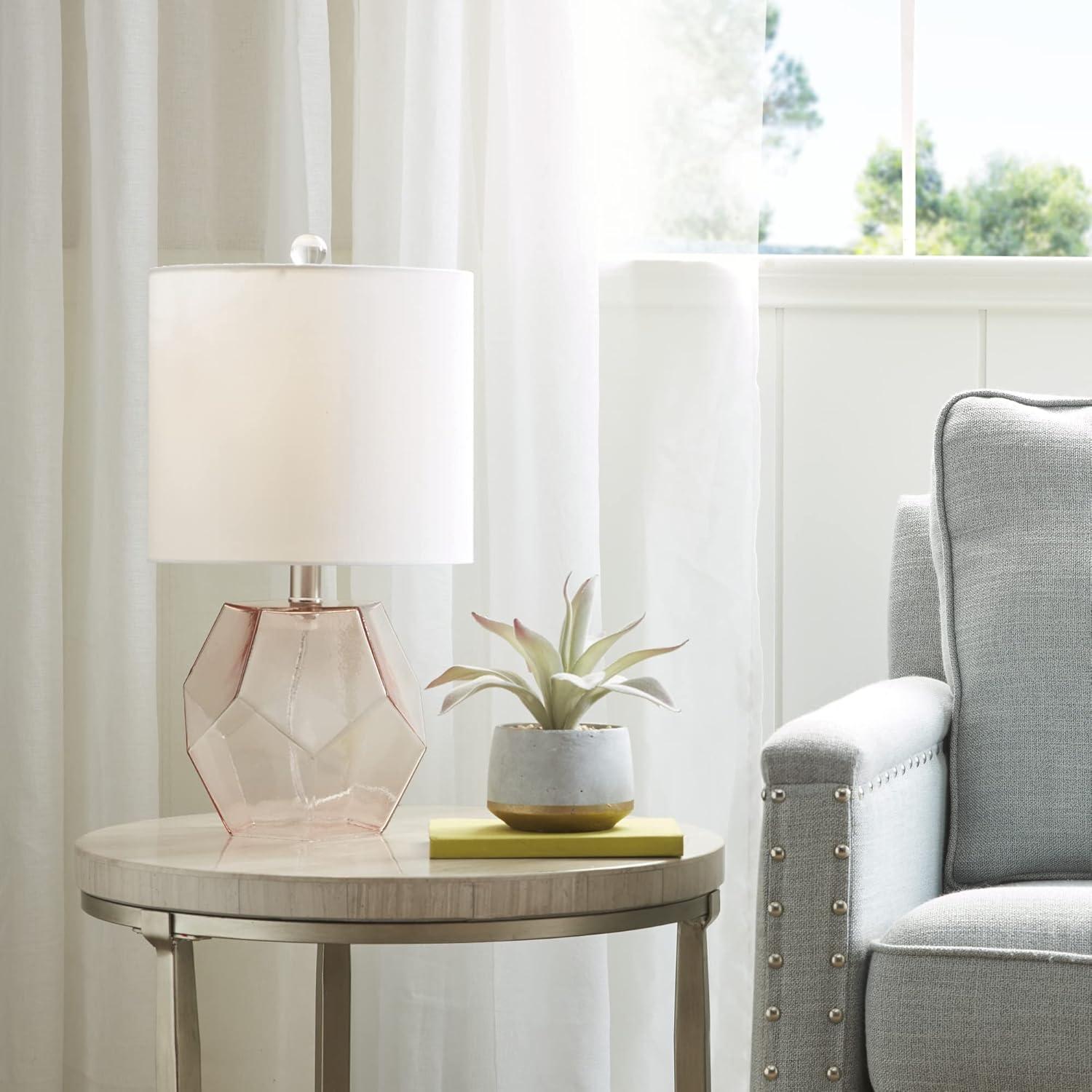 Bella Table Lamp (Includes LED Light Bulb) Pink: 510 Design, Modern Bedside Lighting with Drum Shade