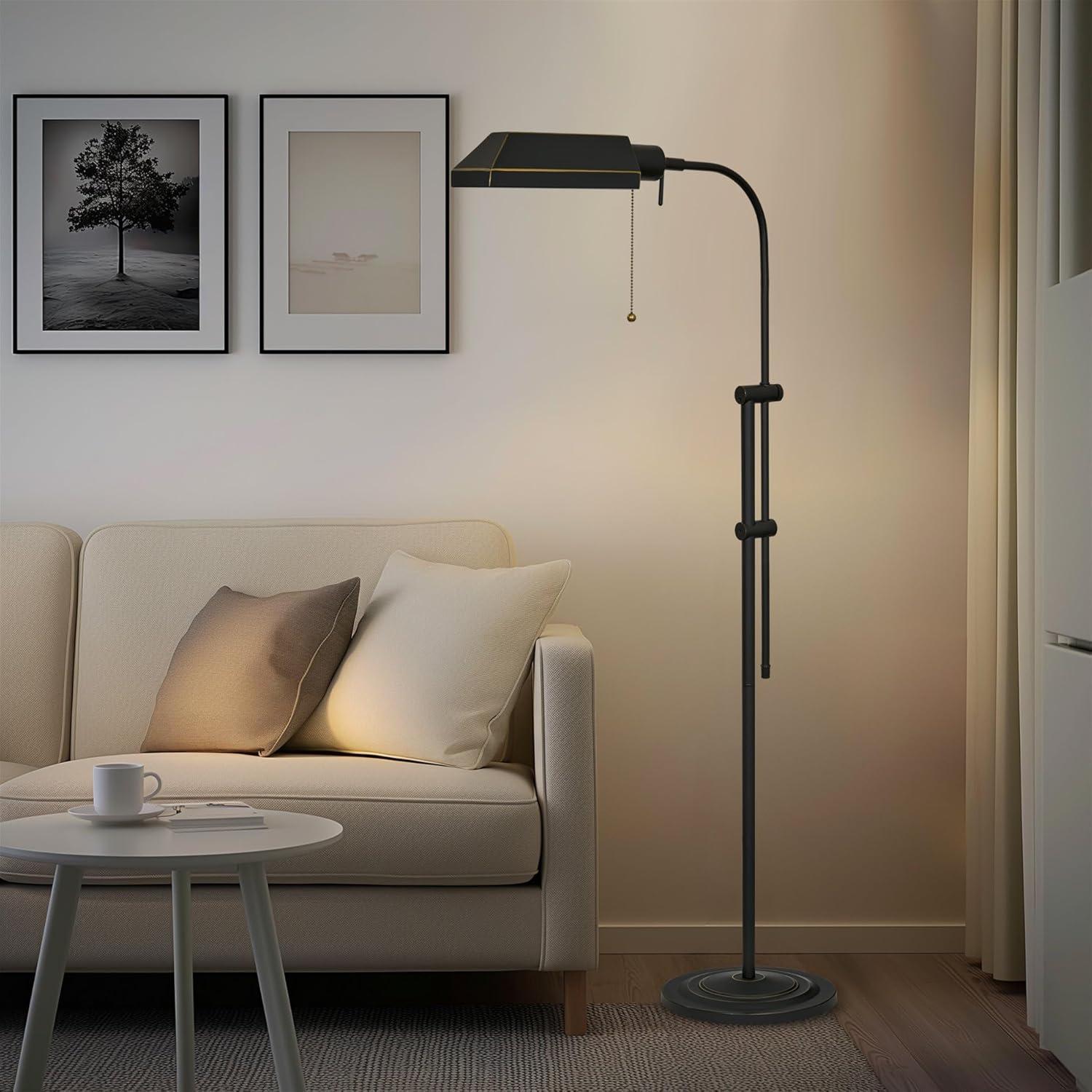 GOURE Prescott 58" Modern Industrial Adjustable Standing Pharmacy Floor Lamp, Dark Bronze Finish, Includes 6W LED Bulb (60W eq.) Energy Efficient, Eco-Friendly, Pivot Head for Hobby/Precise Task