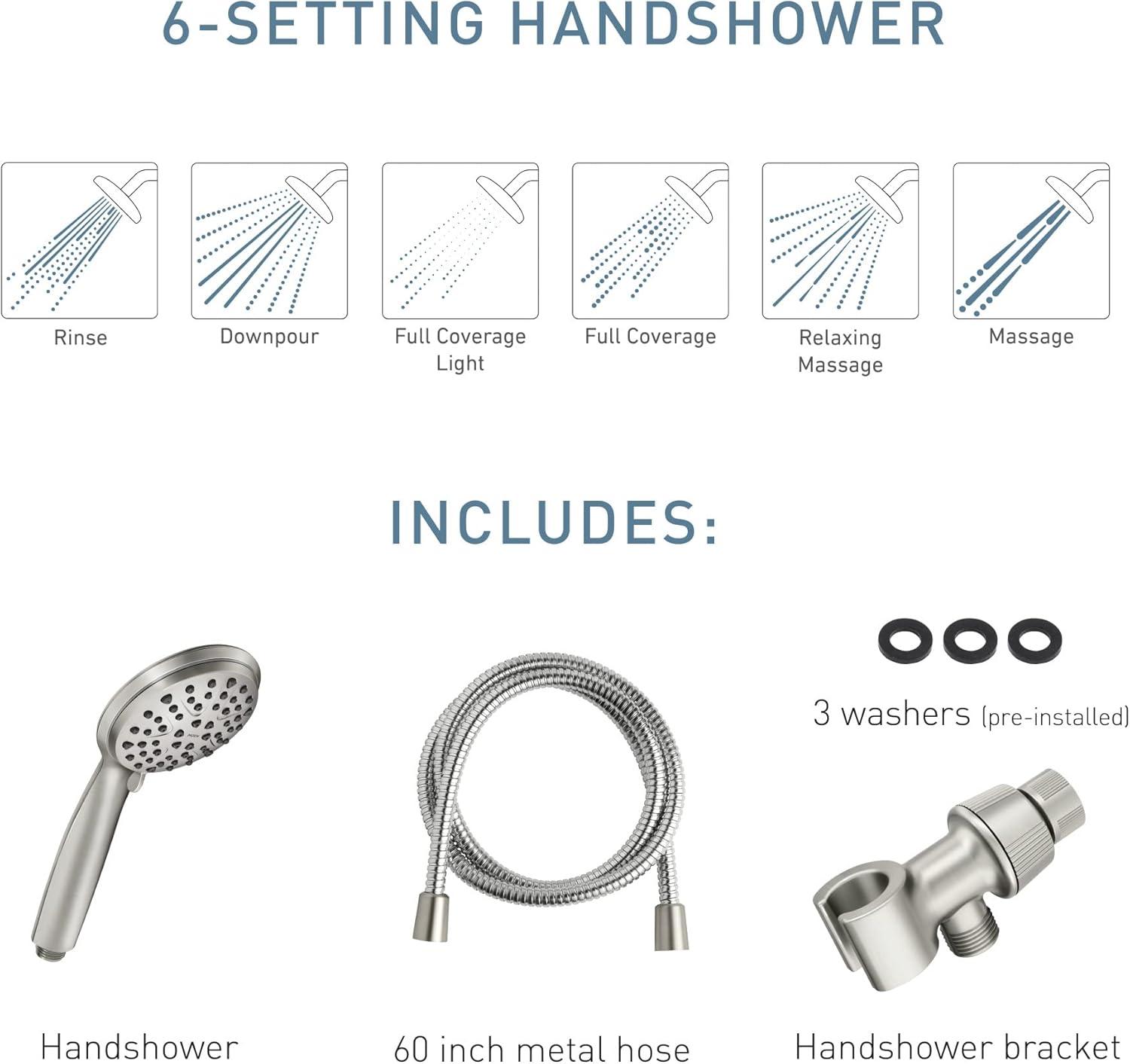 Moen 6-Mode Attune Hand Held Shower Head in Spot Resist Brushed Nickel 218H0SRN