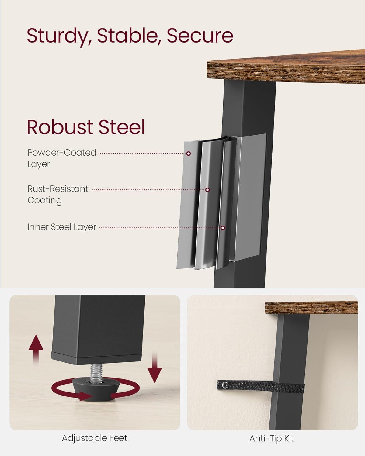 VASAGLE Ladder Shelf 4-Tier Corner Shelf Stand Bookshelf Plant Stand Display Shelf for Living Room Office Rustic Brown and Black