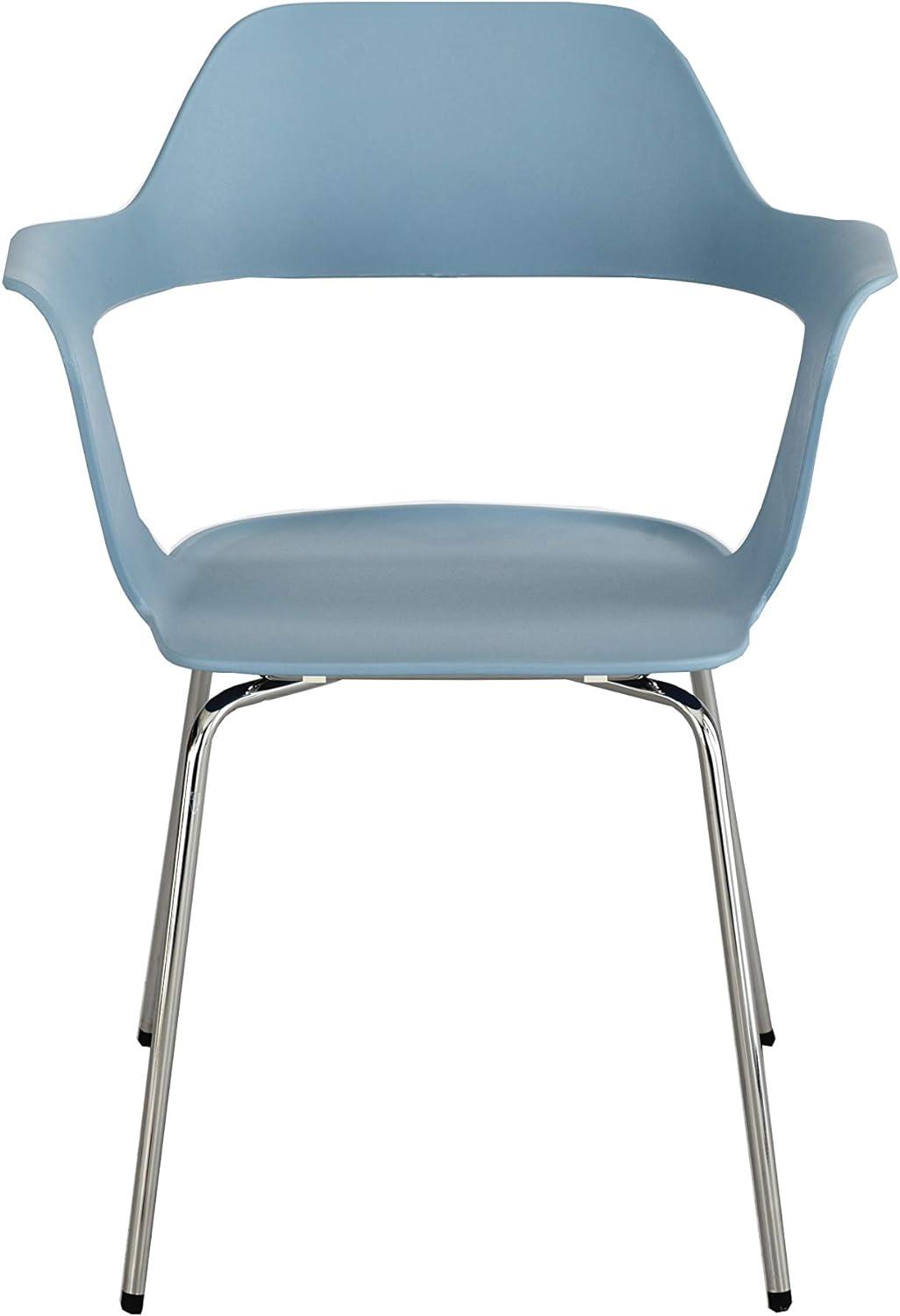 Bandi Shell Mid-Century Blue Stack Chair with Steel Frame