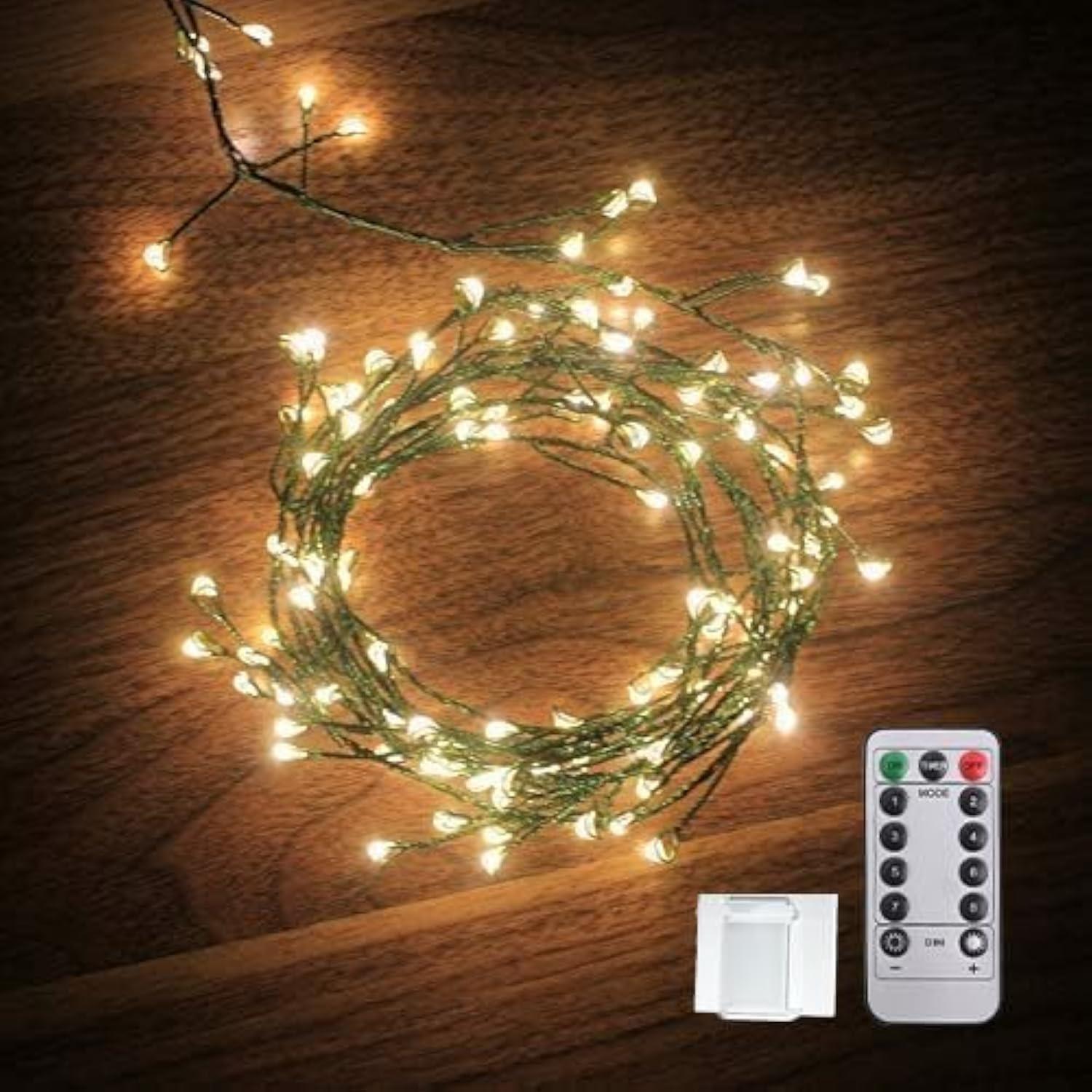 Dailyart 6feet 120 LED Starry Lights, Battery Operated Waterproof Dark Green Copper Wire Fairy Light String Light for Garland, Wreath, Patio, Garden, Wedding, Party, Xmas